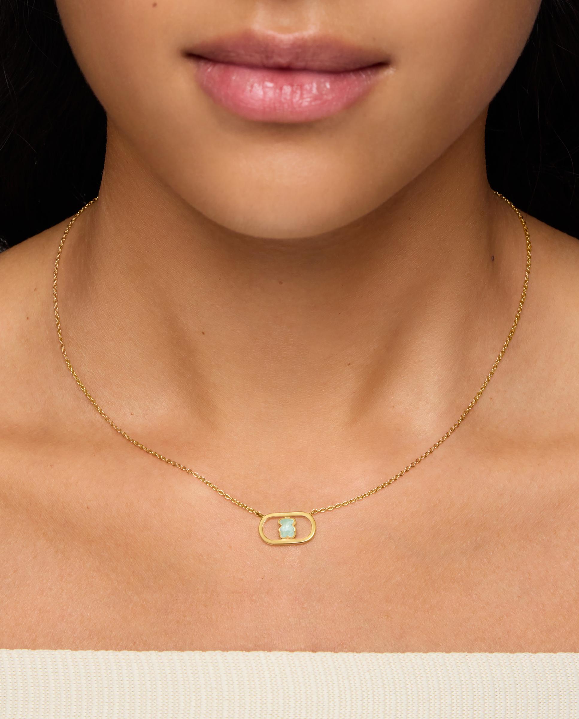 Colar Camille Banhado em Ouro 18 Kt Sobre Prata e Amazonita Verde-6
