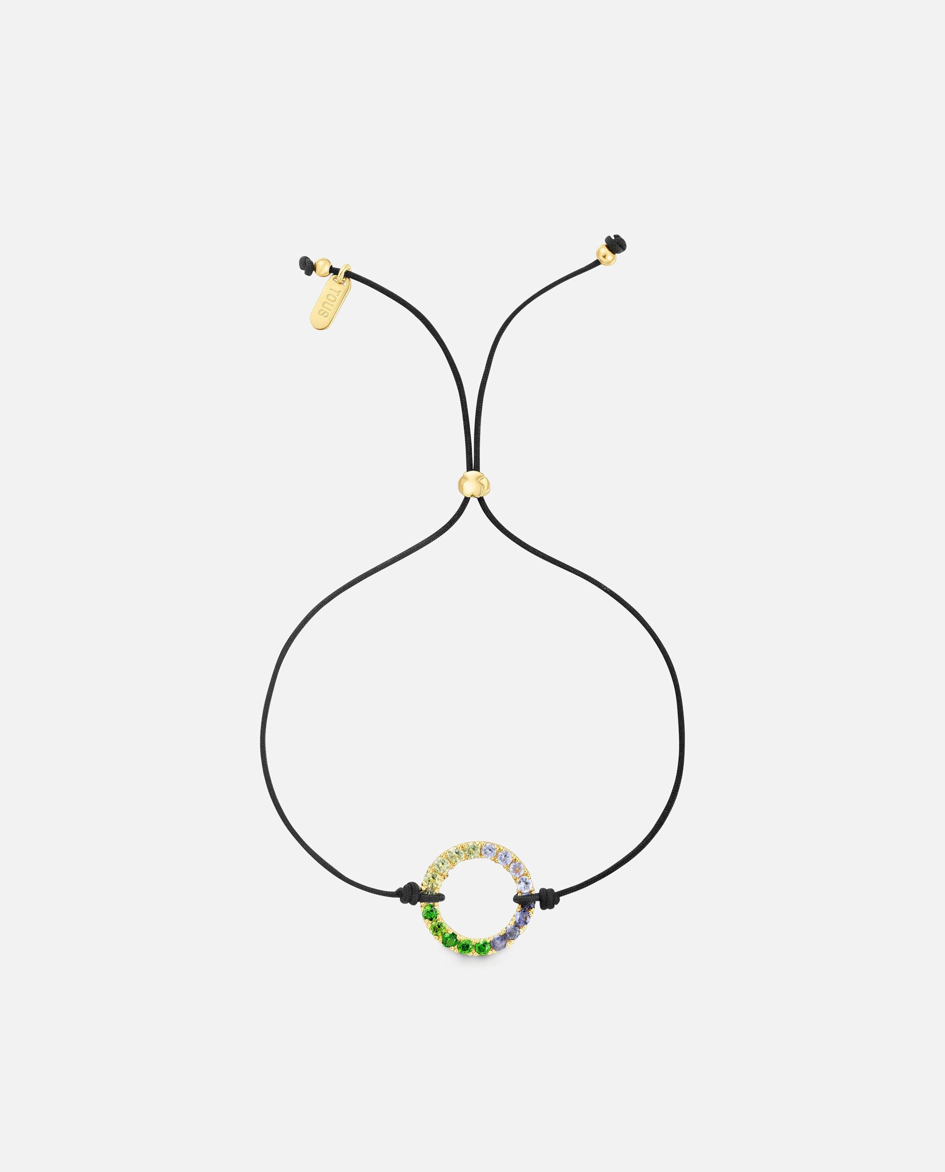 Pulseira Straight Banhada a Ouro 18 Kt Sobre Prata com Gemas e Nylon Multicolor-2