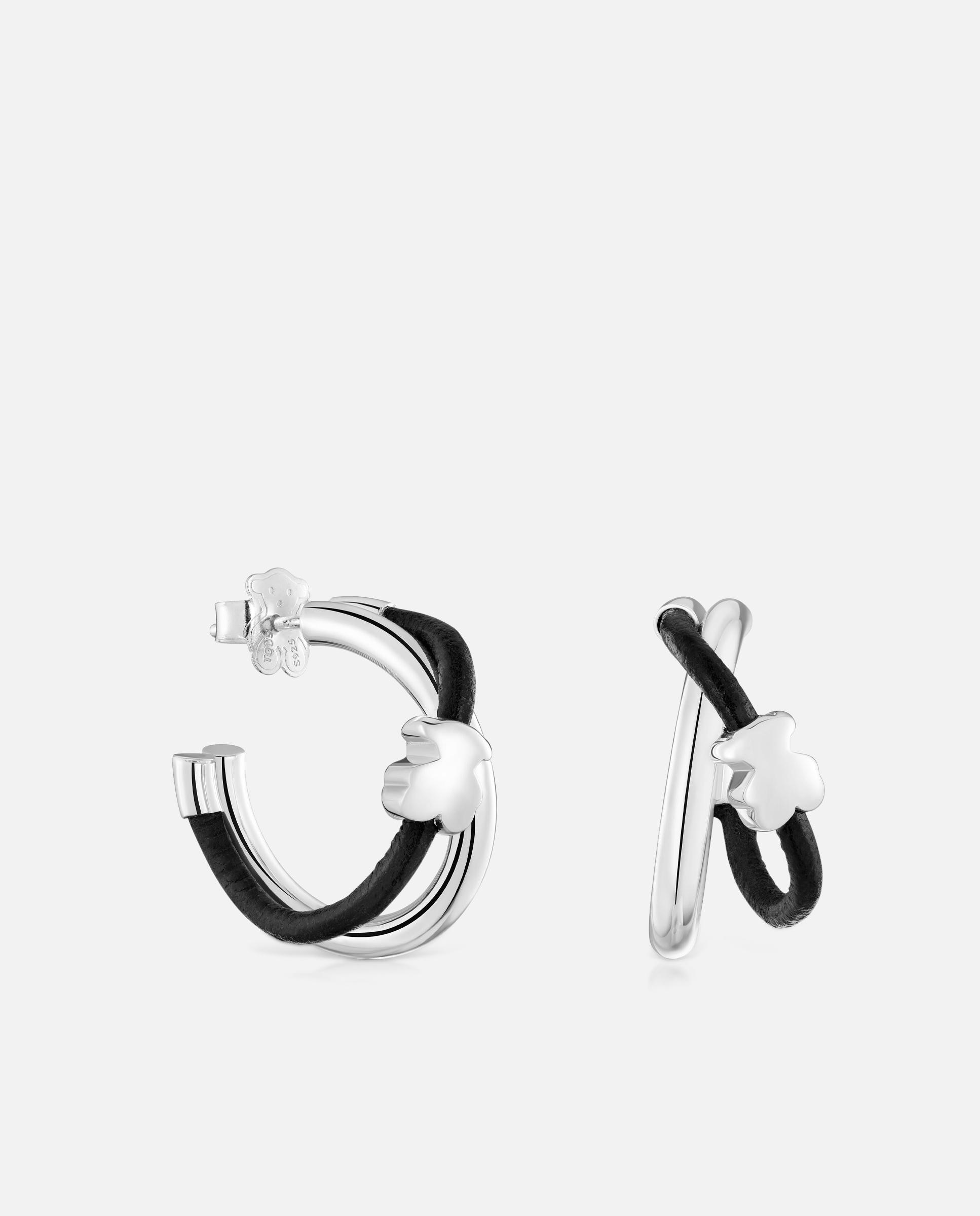 Imagem 0 de Brincos de Aro Bold Motif com Urso de Prata de Primeira Lei