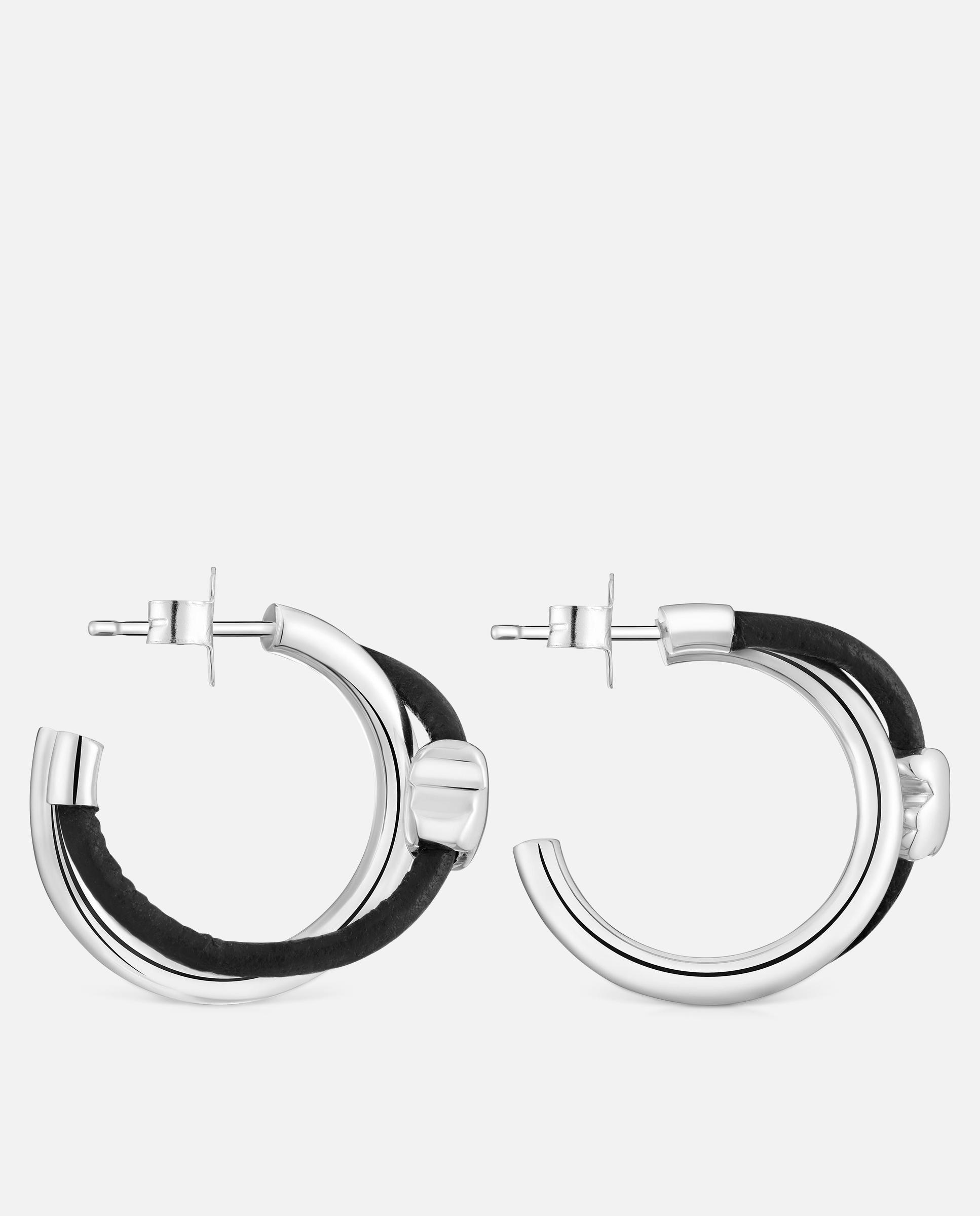 Brincos de Aro Bold Motif com Urso de Prata de Primeira Lei Preto-2