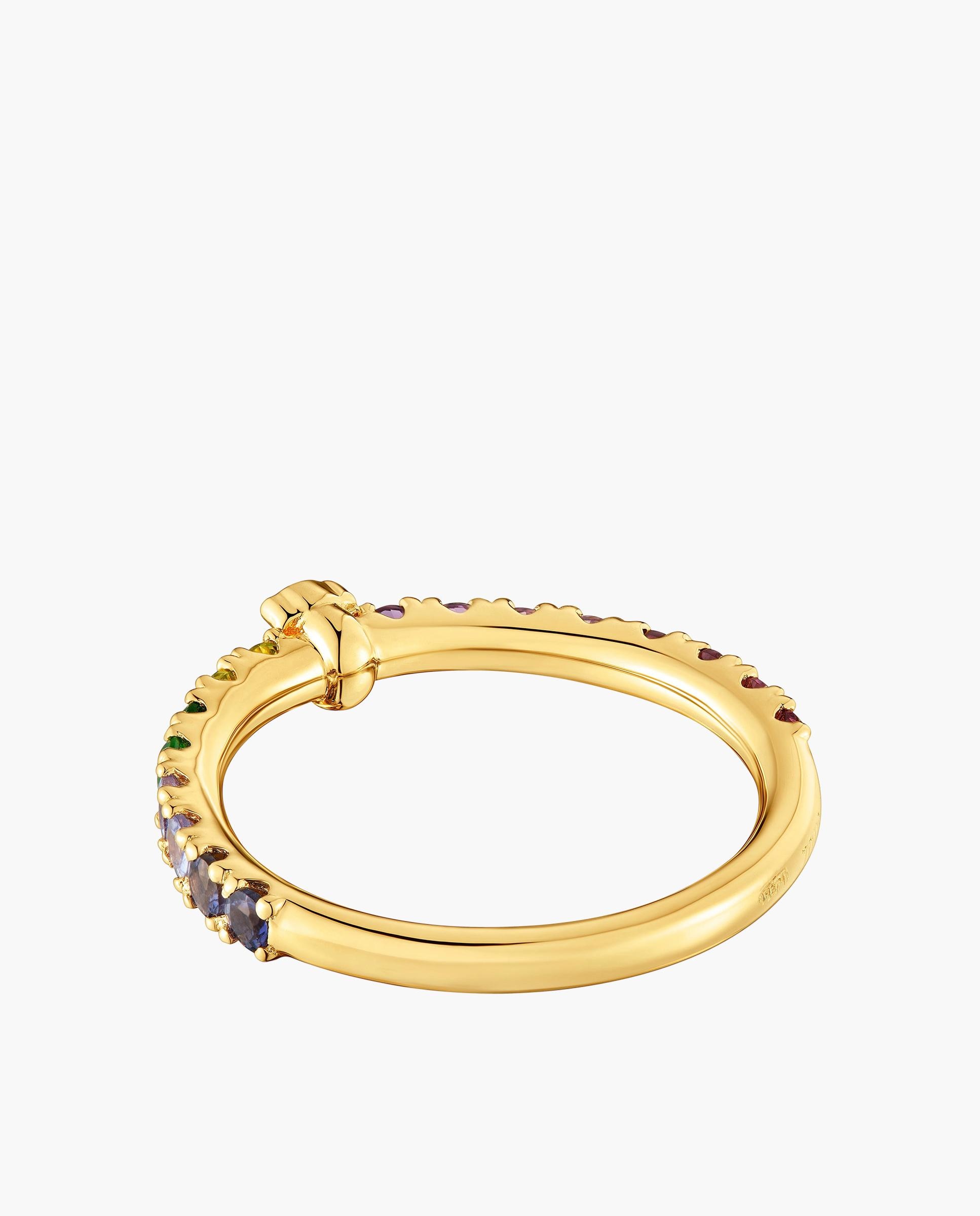 Anel Straight Banhado em Ouro 18 Kt Sobre Prata com Gemas Multicolor-2