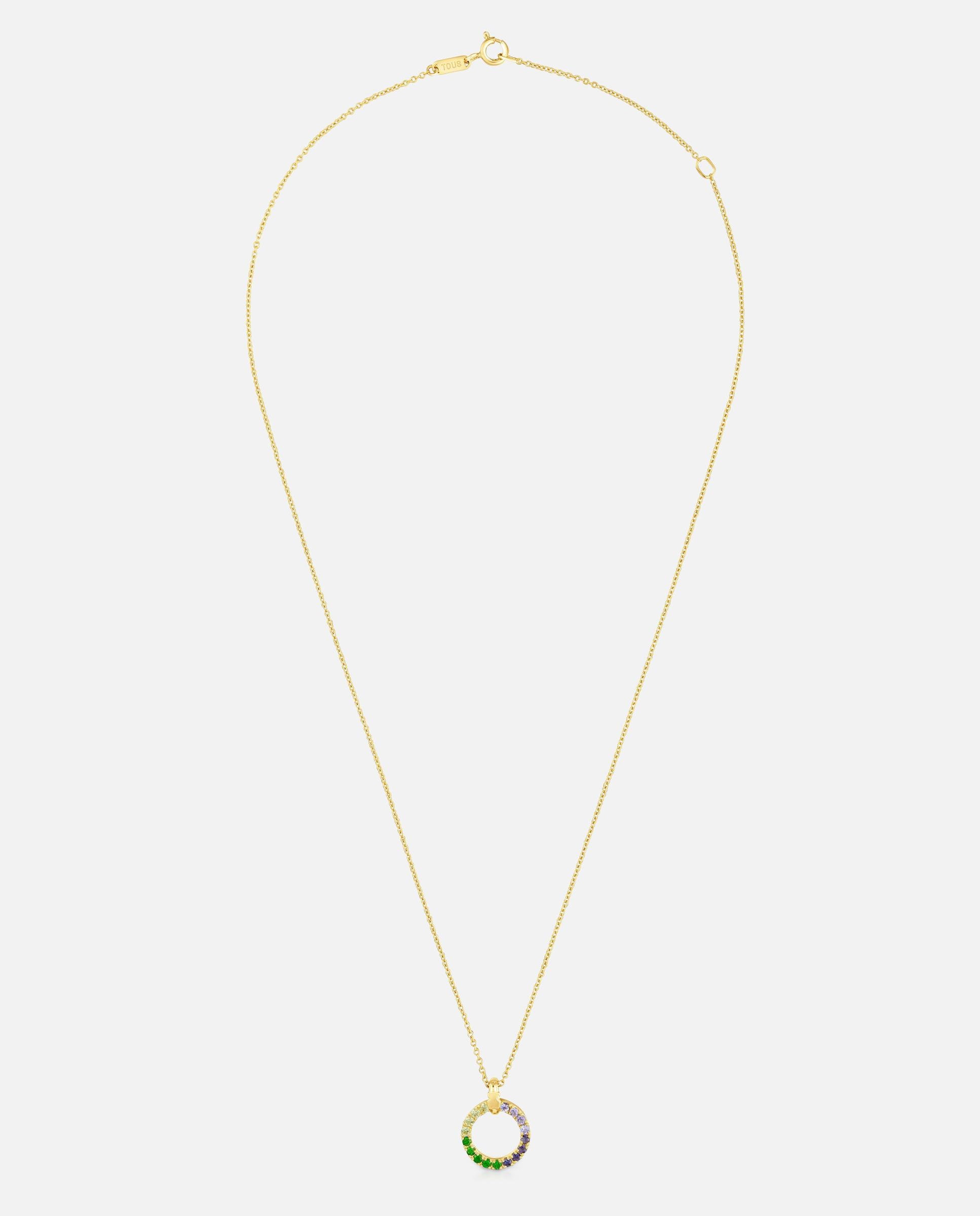 Colar Straight Banhado a Ouro 18 Kt Sobre Prata e Gemas Multicolor-1