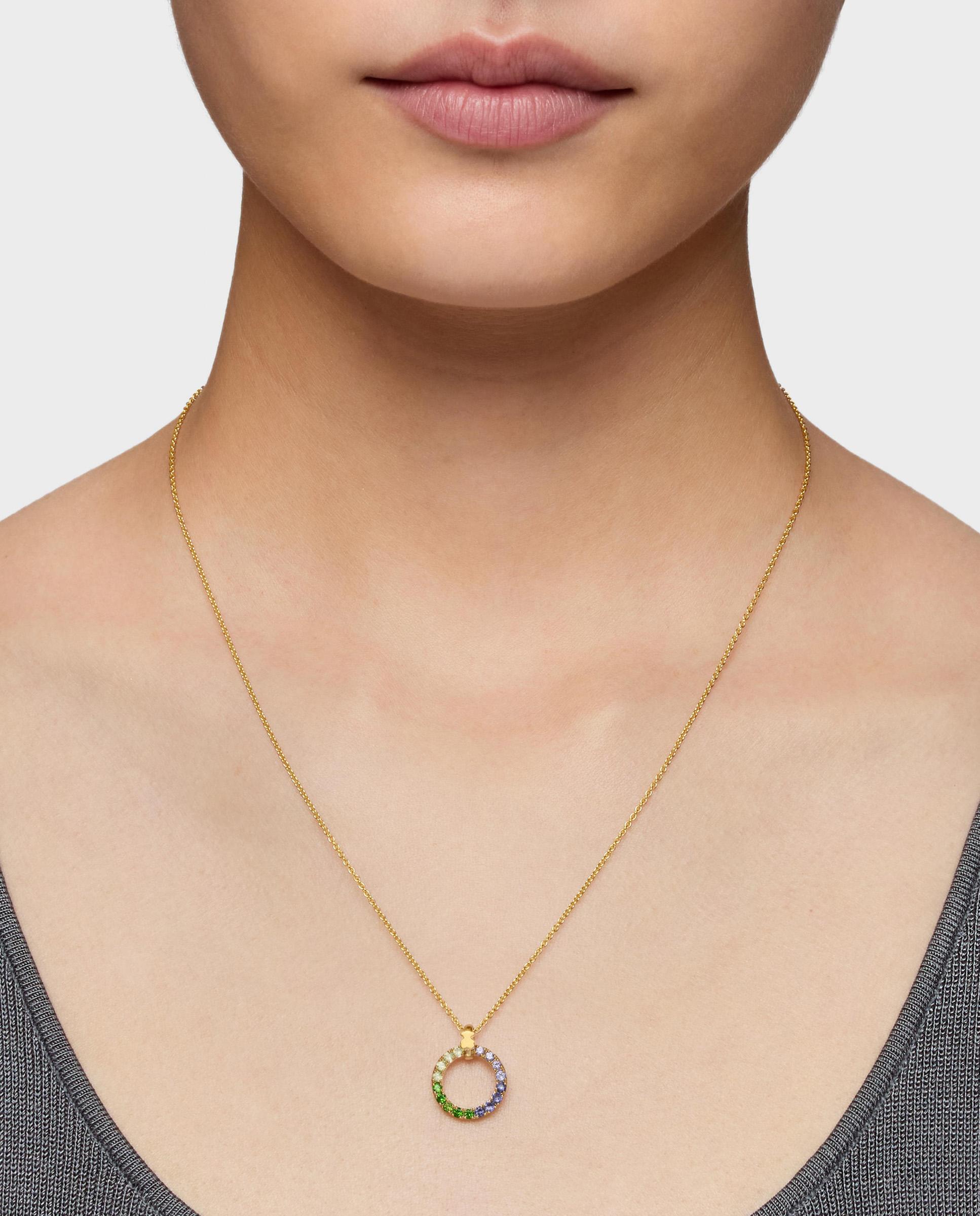 Colar Straight Banhado a Ouro 18 Kt Sobre Prata e Gemas Multicolor-3