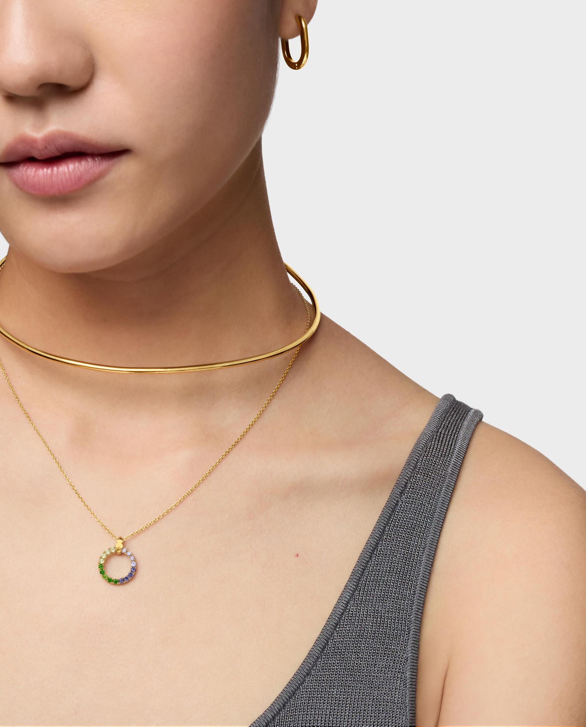 Colar Straight Banhado a Ouro 18 Kt Sobre Prata e Gemas Multicolor-5