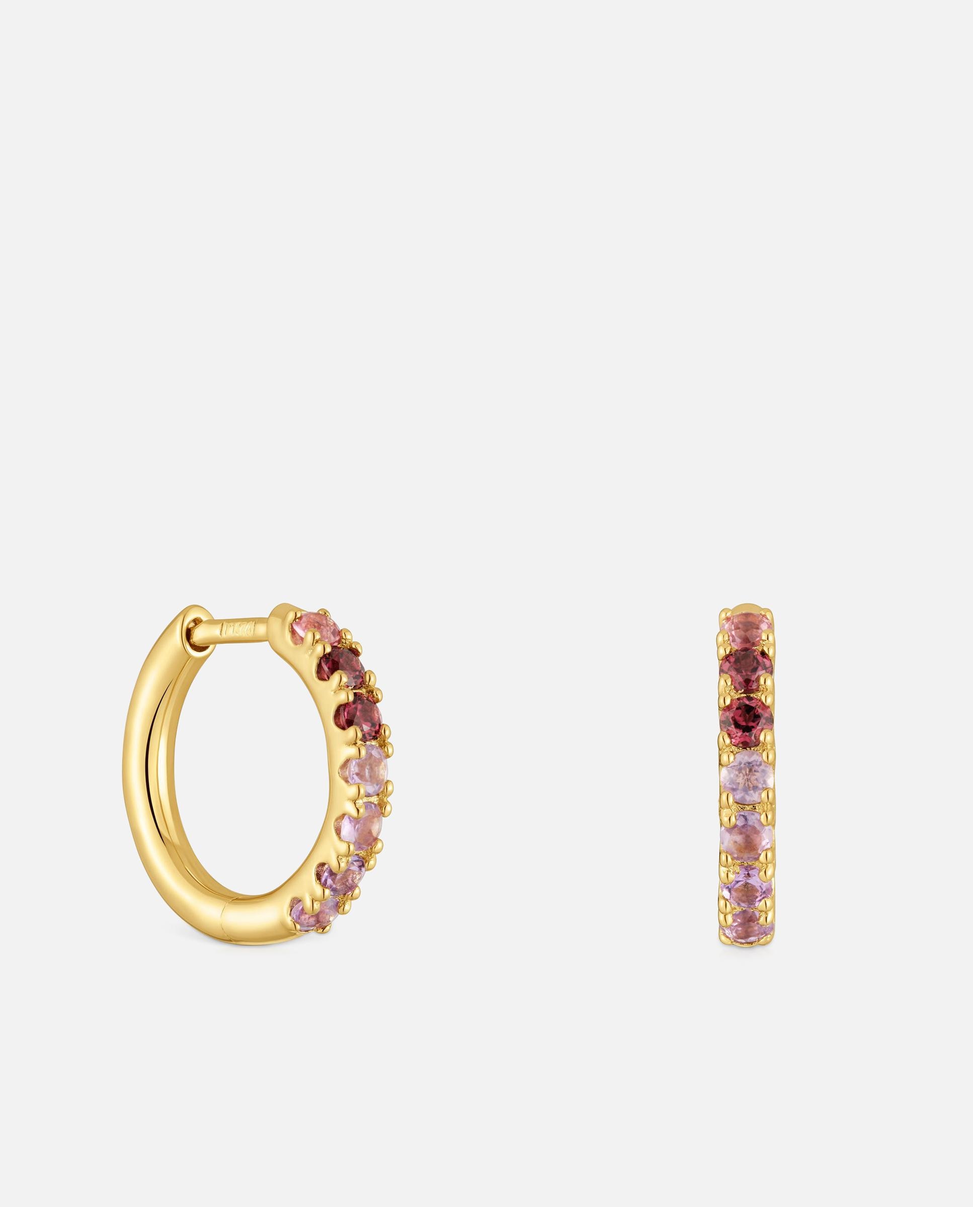 Brincos de Aro Straight Banhados em Ouro 18 Kt Sobre Prata com Pedras Multicolor-1