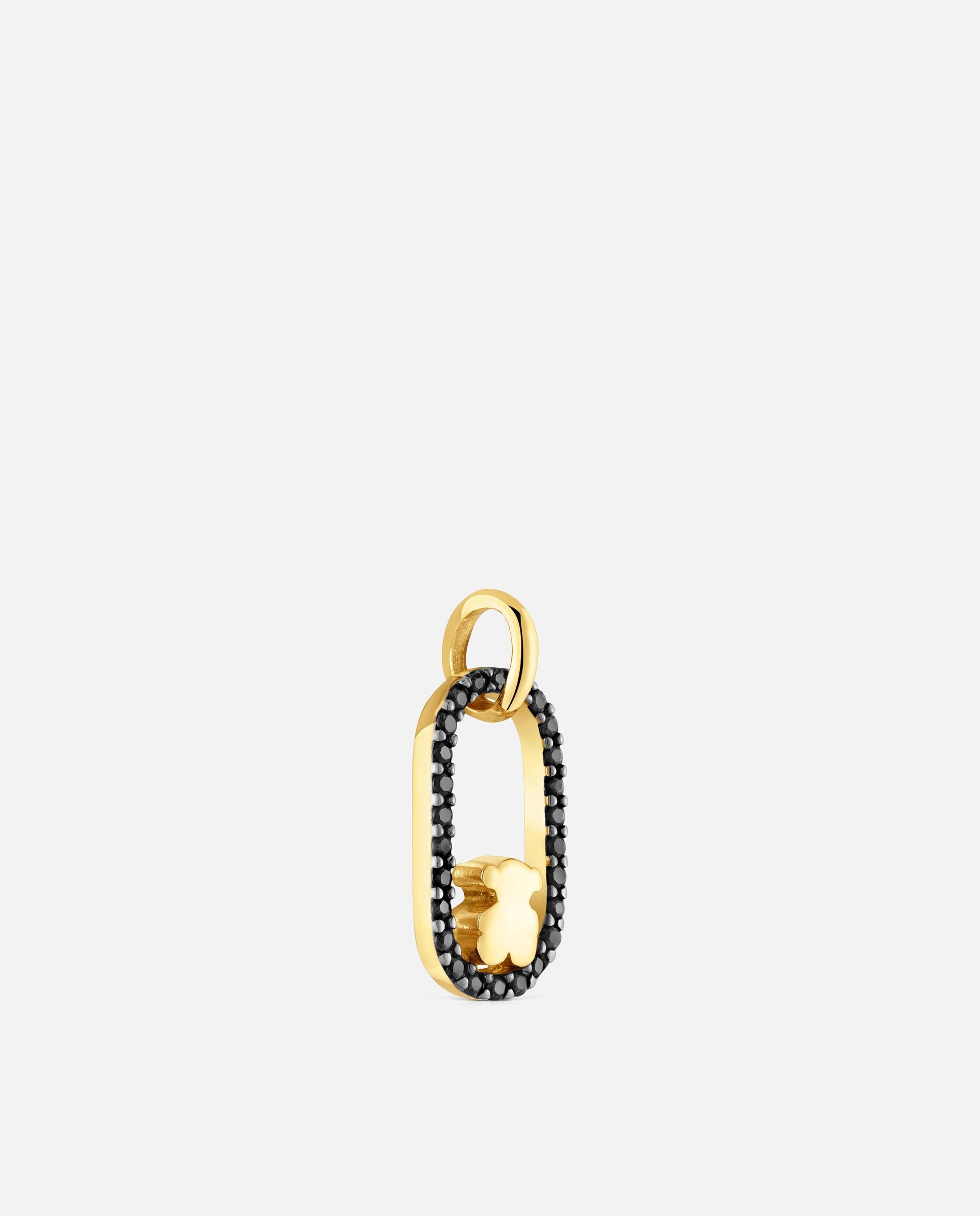 Pendente Camille Banhado em Ouro 18 Kt Sobre Prata e Espinelas Preto-2