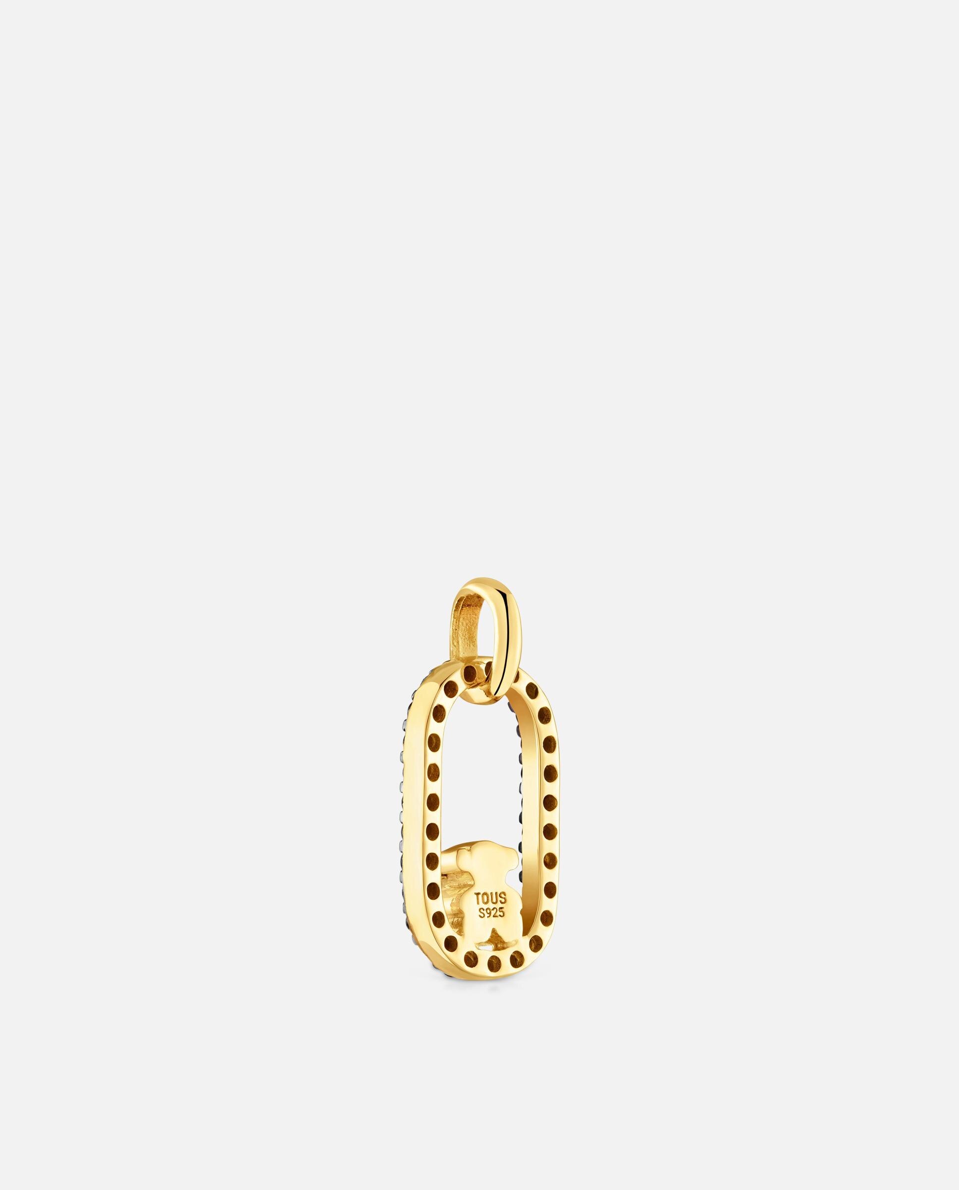 Pendente Camille Banhado em Ouro 18 Kt Sobre Prata e Espinelas Preto-3