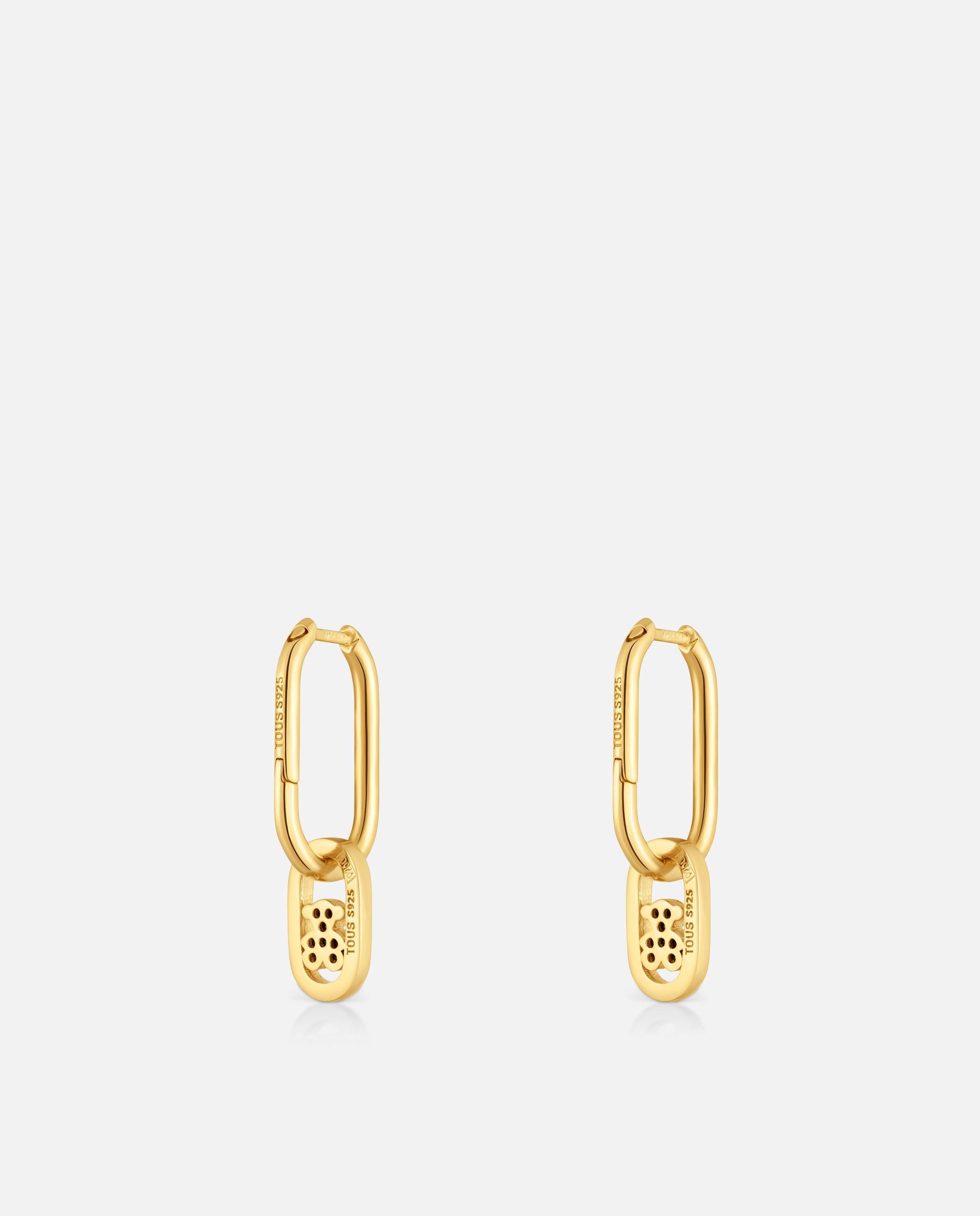 Brincos de Argola Camille Banhados em Ouro 18 Kt Sobre Prata e Espinelas Preto-3