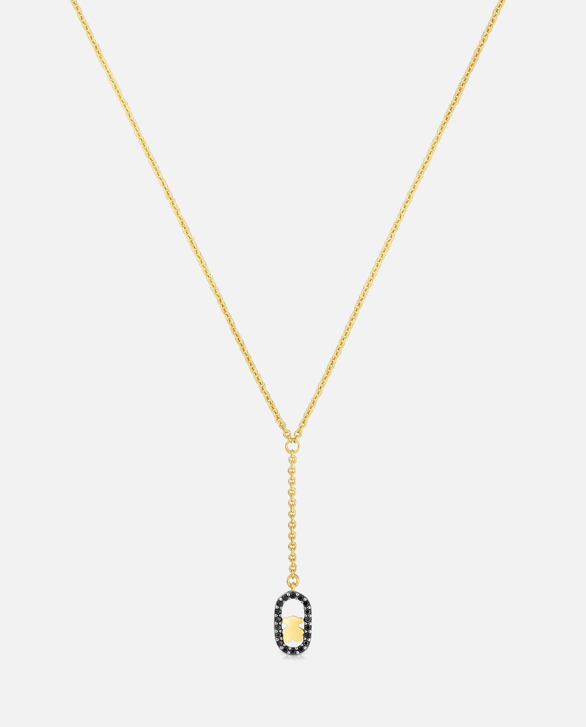 Colar Camille Banhado a Ouro 18 Kt Sobre Prata e Espinelas Preto-7