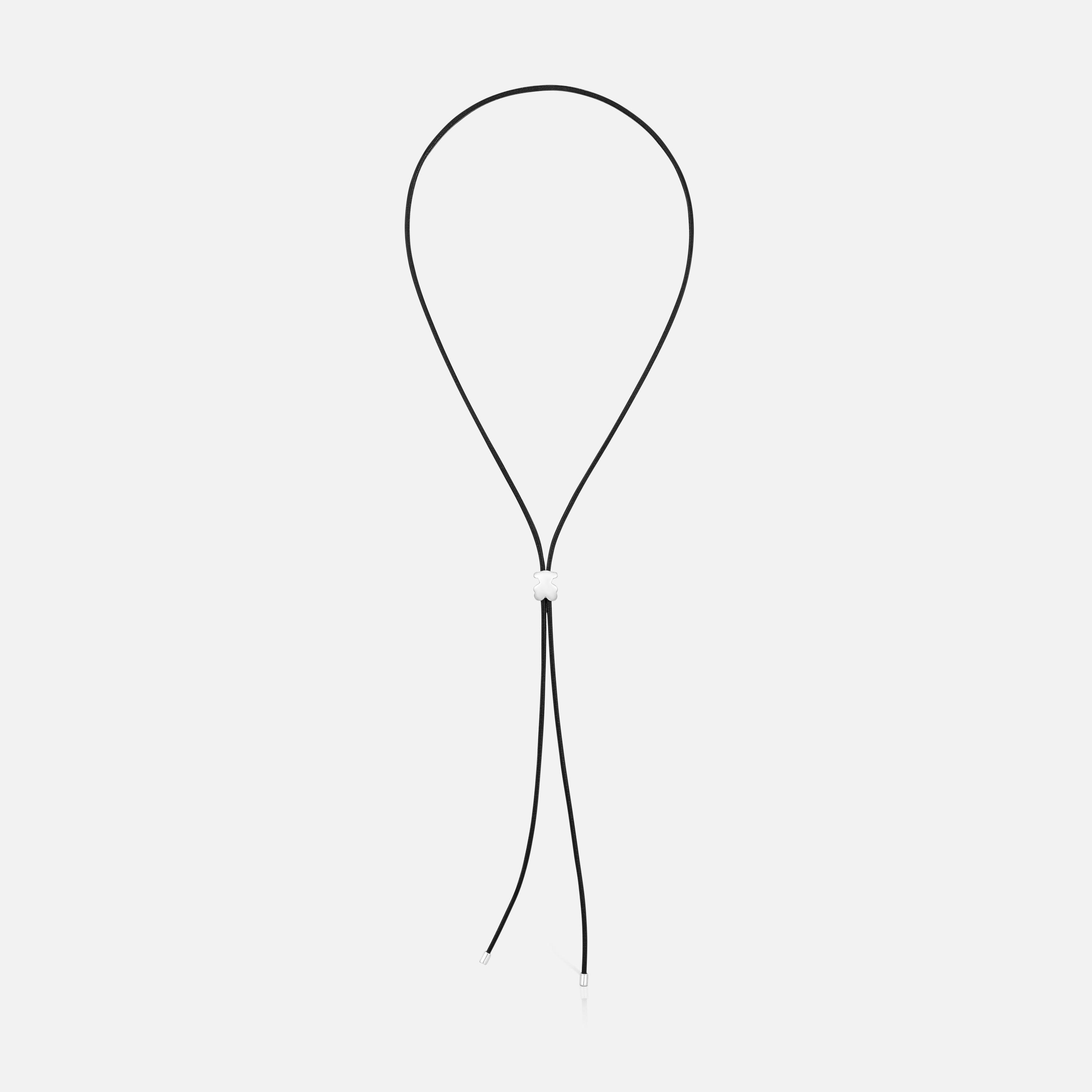 Imagem 0 de Colar Comprido de Borracha e Urso de Prata 12 Mm Bold Motif