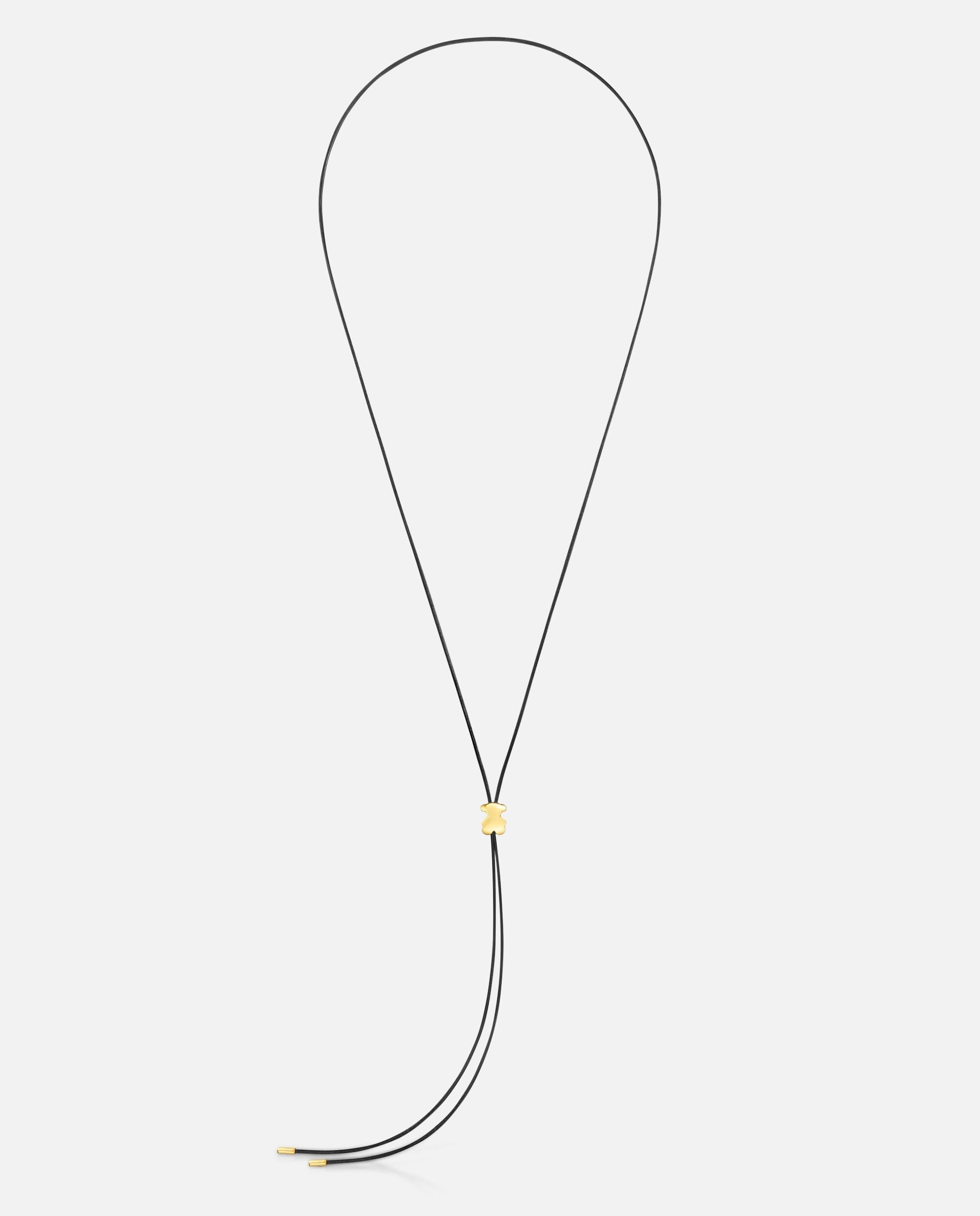 Colar de Borracha Bold Motif Comprido com Urso de Ouro Amarelo 14 Kt Multicolor-1