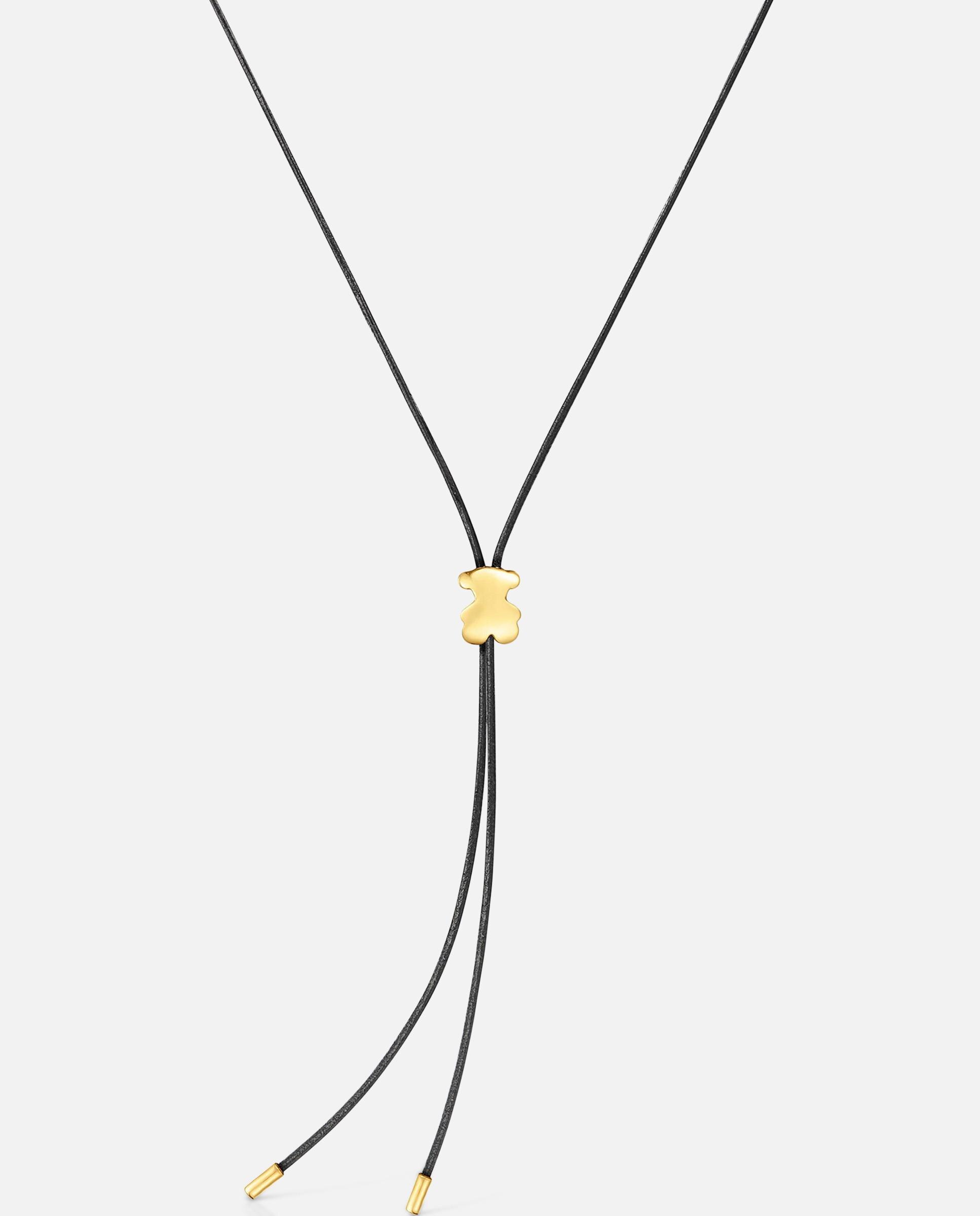 Colar de Borracha Bold Motif Comprido com Urso de Ouro Amarelo 14 Kt Multicolor-2
