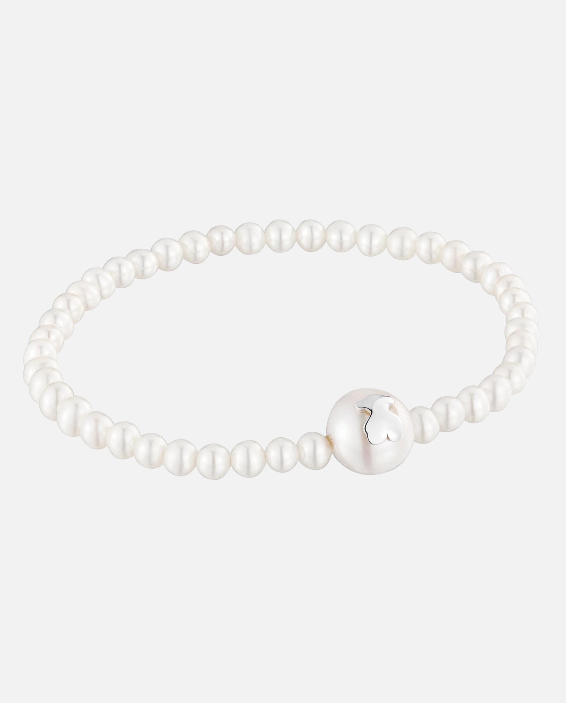 Pulseira Elástica de Prata e Pérolas Cultivadas Icon Pearl Branco-2