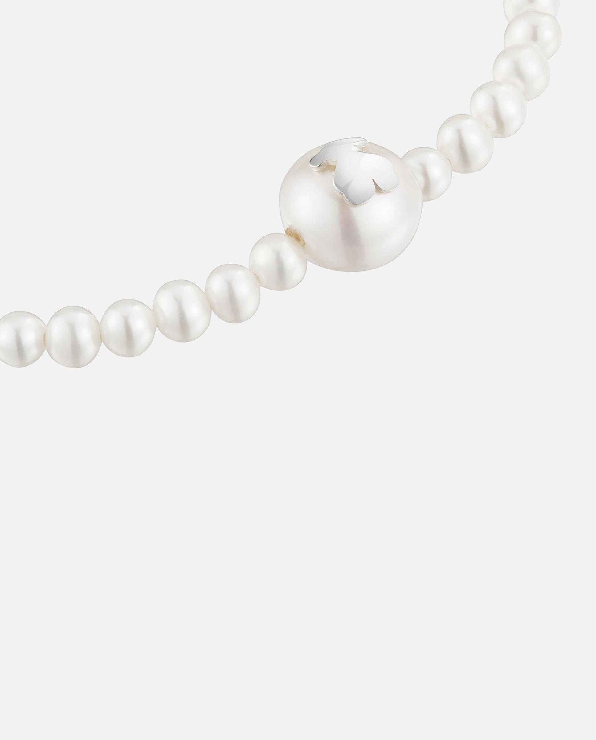 Pulseira Elástica de Prata e Pérolas Cultivadas Icon Pearl Branco-4