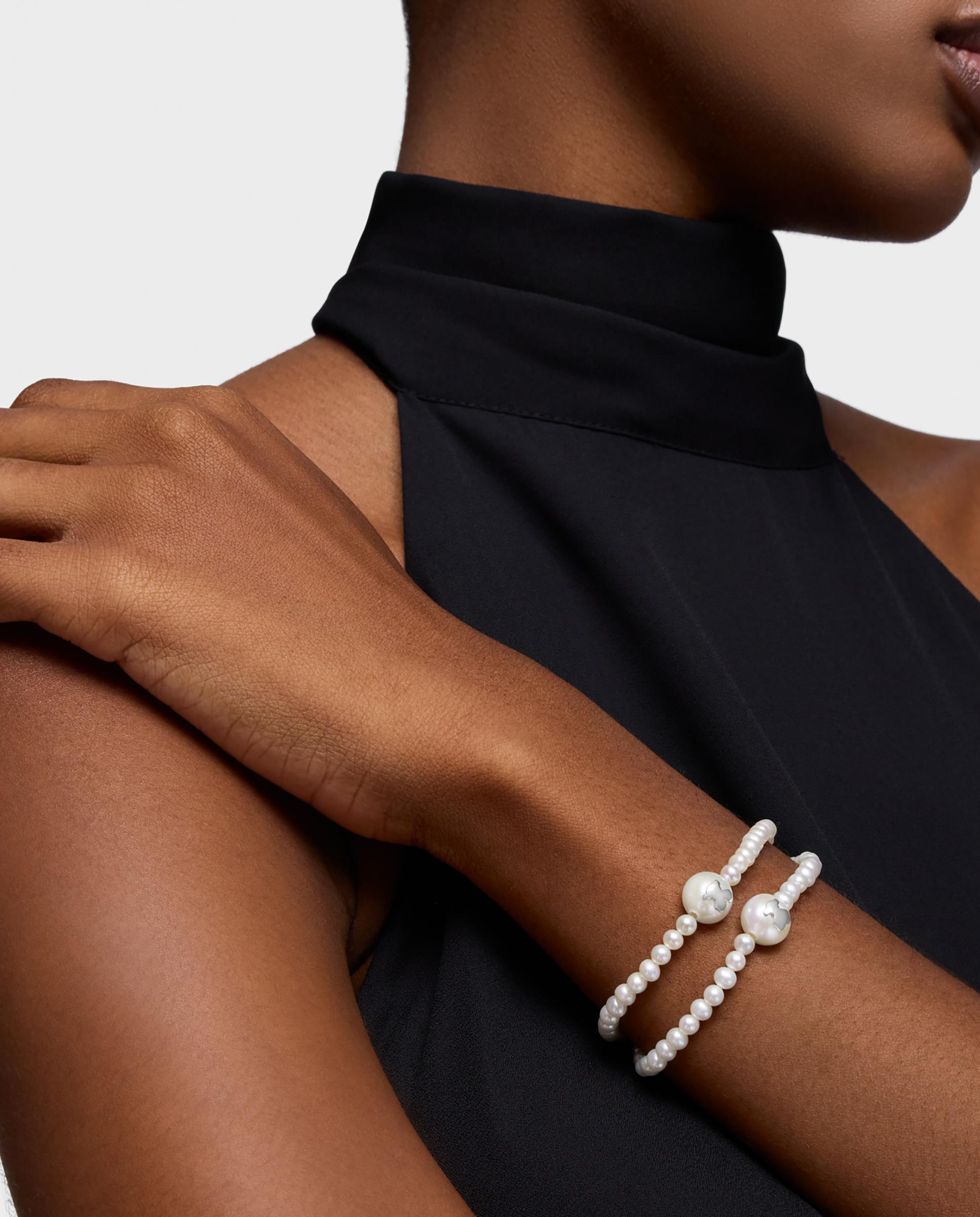 Pulseira Elástica de Prata e Pérolas Cultivadas Icon Pearl Branco-6