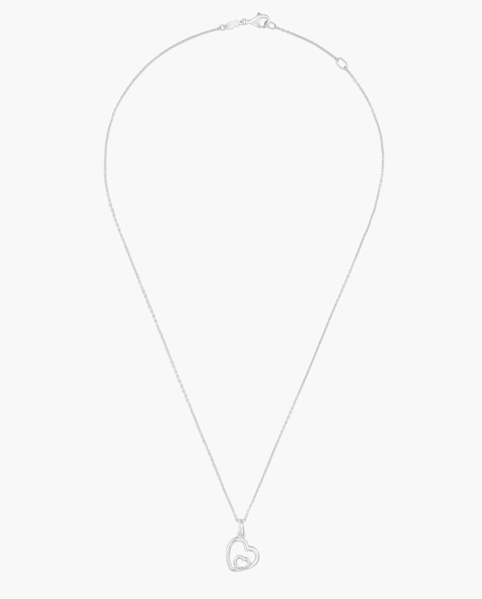 Corrente com Pendentes Flechazo de Prata com Coração 12 Mm Prateado-1