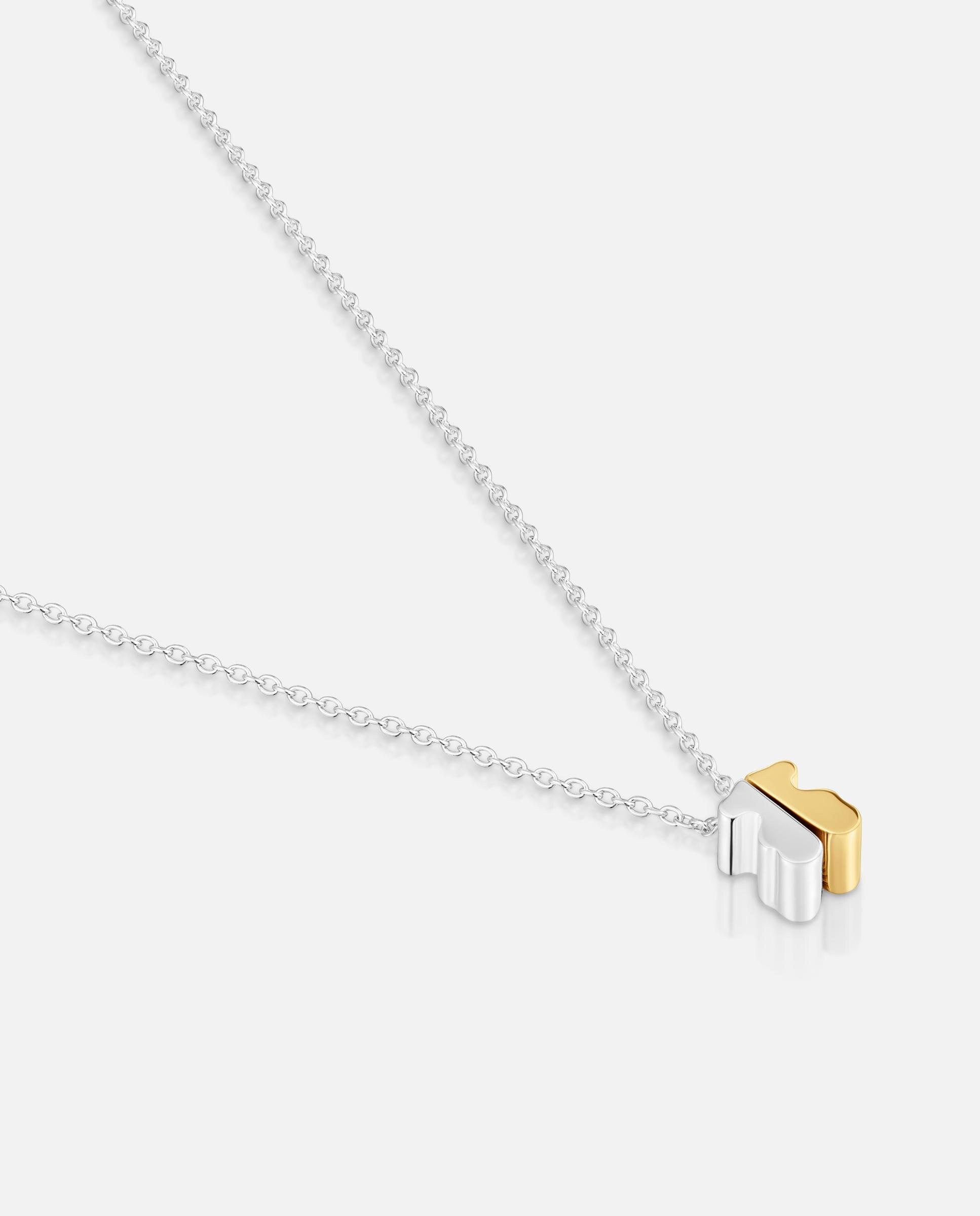 Colar de Prata e com Banho de Ouro Tous 1950 Bicolor com Urso 8 Mm Dourado-2