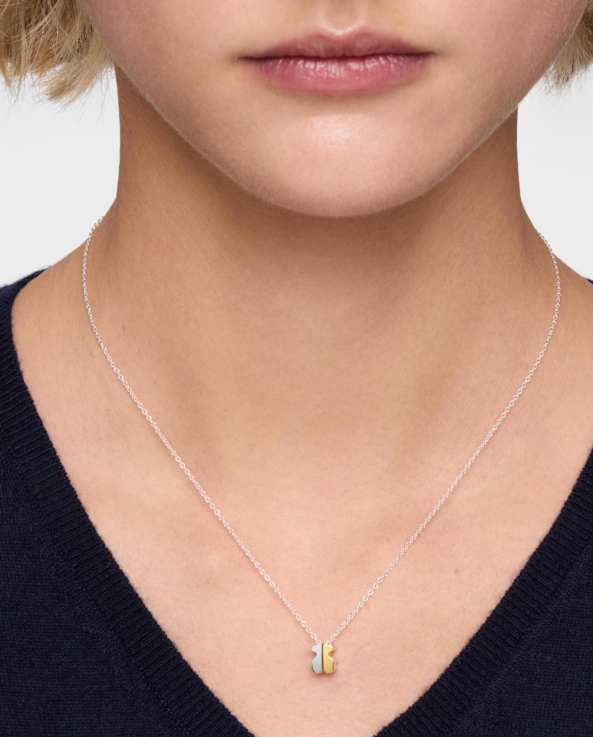 Colar de Prata e com Banho de Ouro Tous 1950 Bicolor com Urso 8 Mm Dourado-3