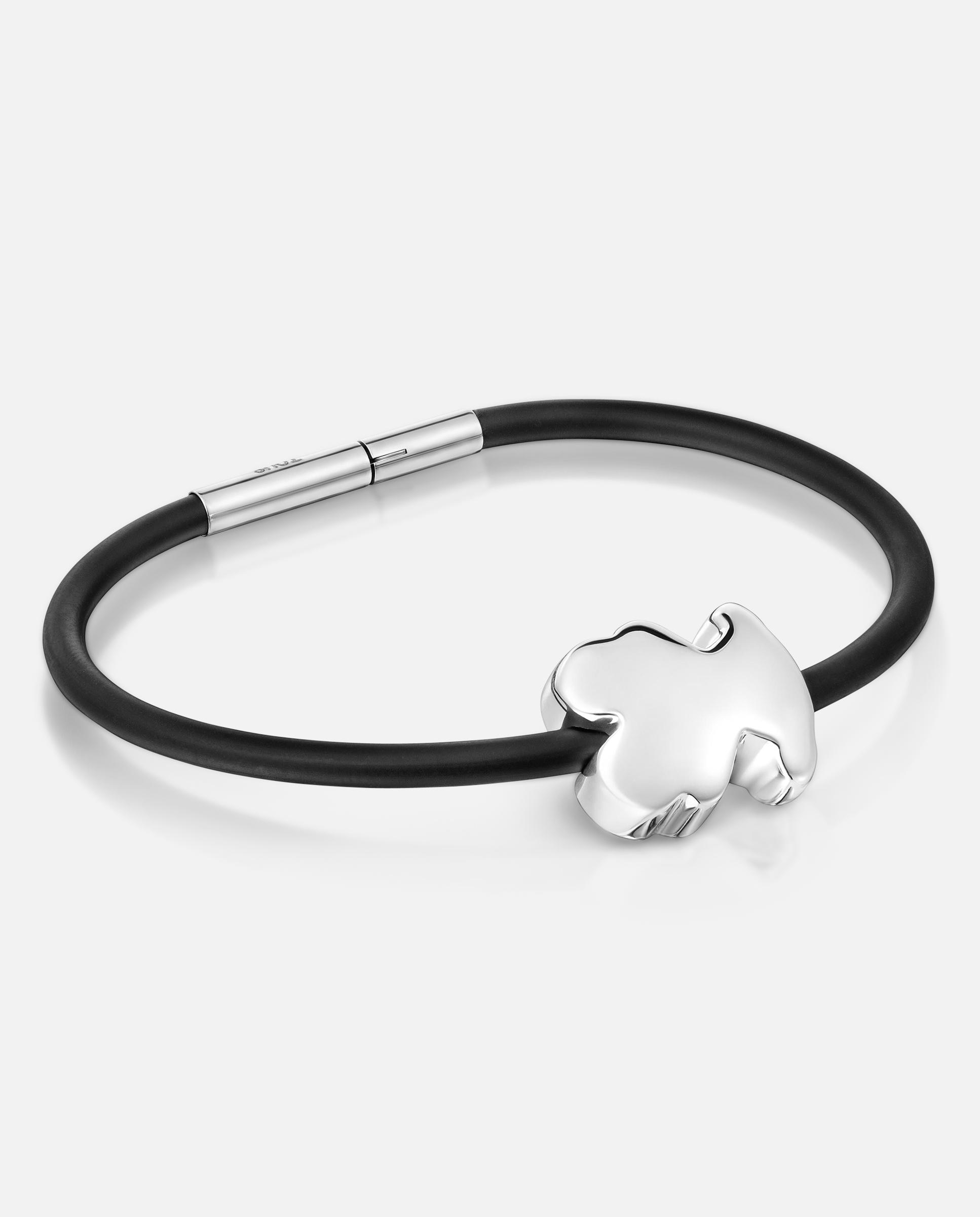 Imagem 0 de Pulseira de Prata e Borracha Bold Motif Urso de 18 Mm