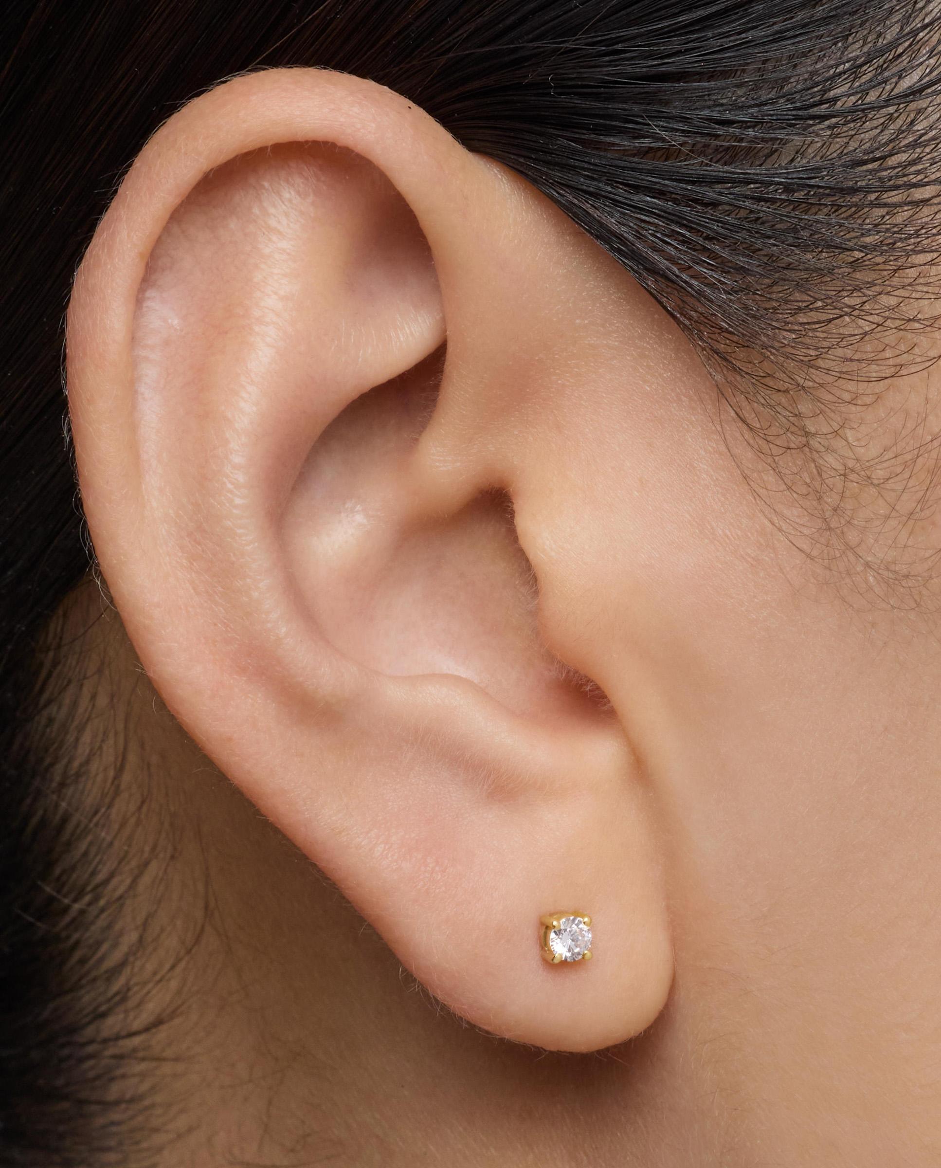 Pendiente Individual Shine Lgd de Ouro 14 Kt e Diamante Criado em Laboratório 0,10 Ct Branco-5