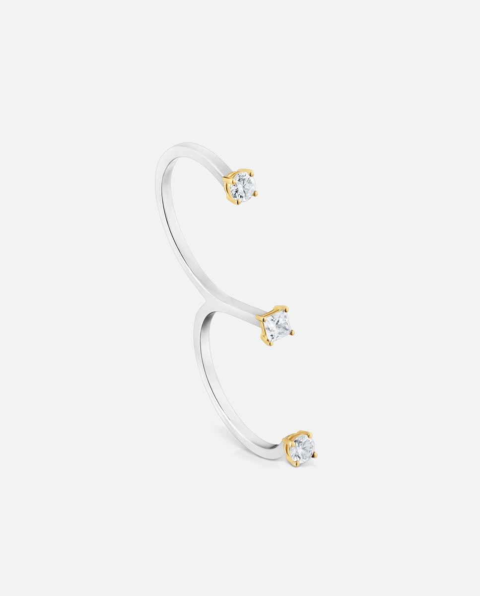 Imagem 0 de Anel com Diamantes Criados em Laboratório 0,44 Ct Lgd Shine Aberto Duplo de Ouro 14 Kt