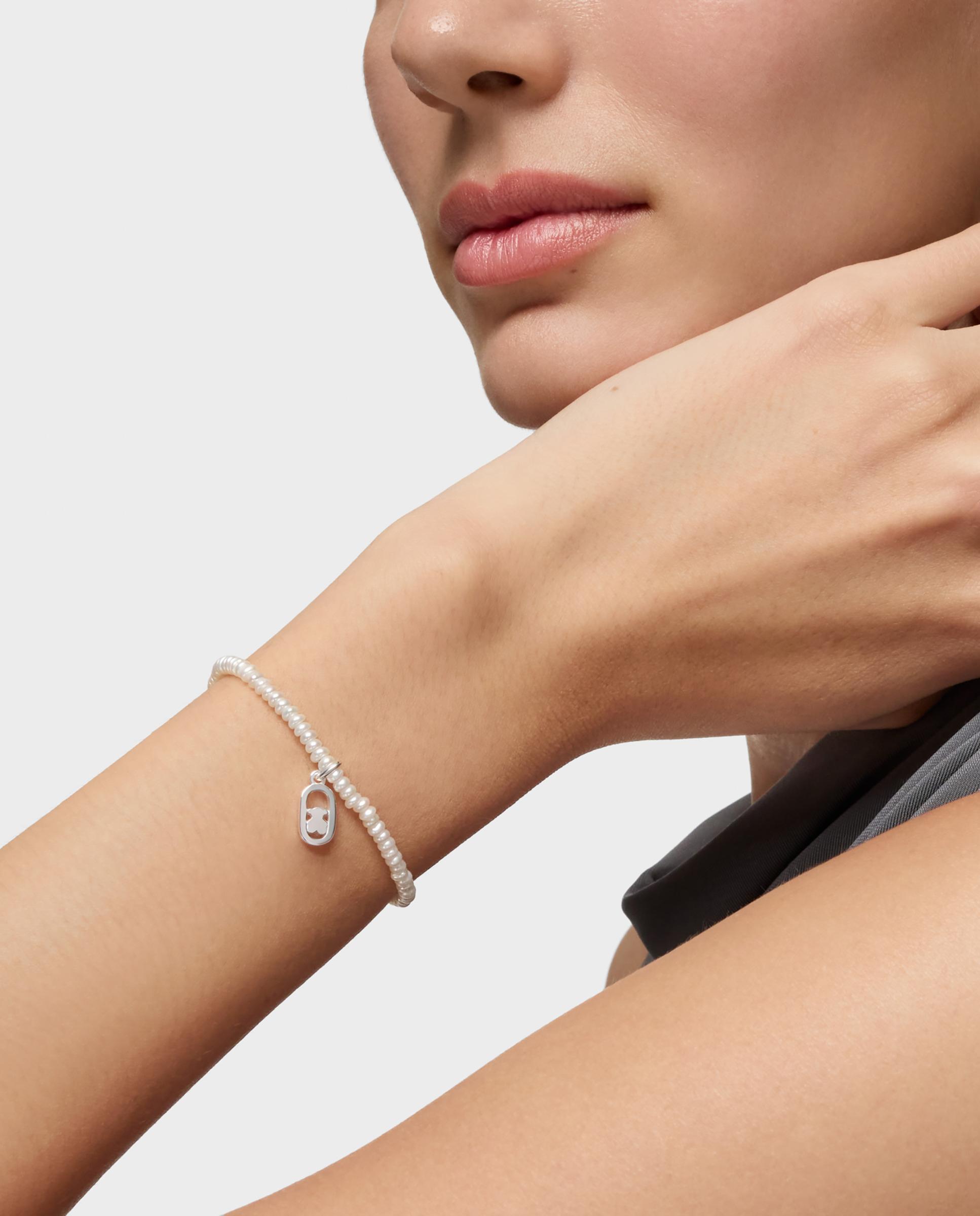 Pulseira Camille Elástica de Pérolas Cultivadas e Prata Branco-3