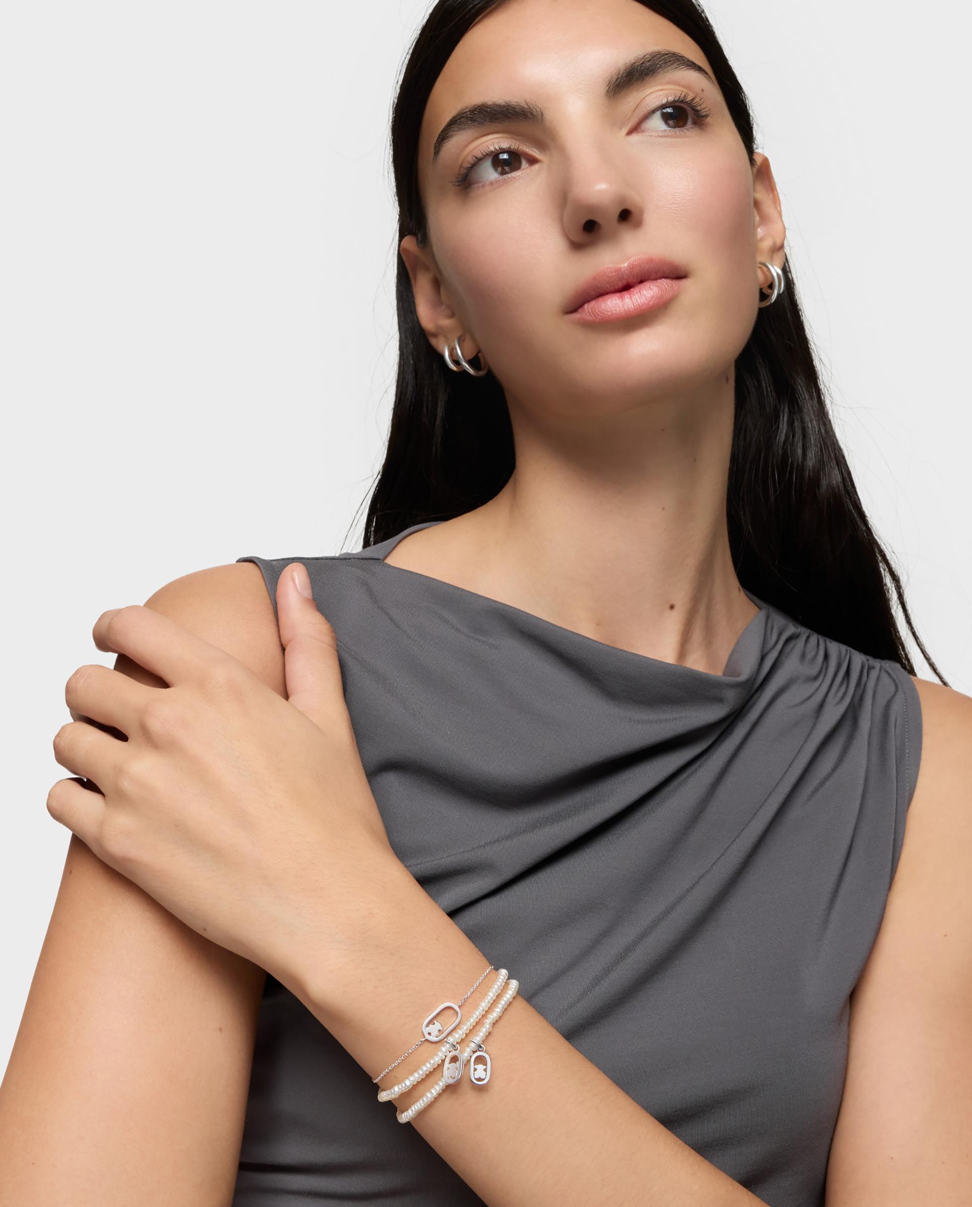 Pulseira Camille Elástica de Pérolas Cultivadas e Prata Branco-4