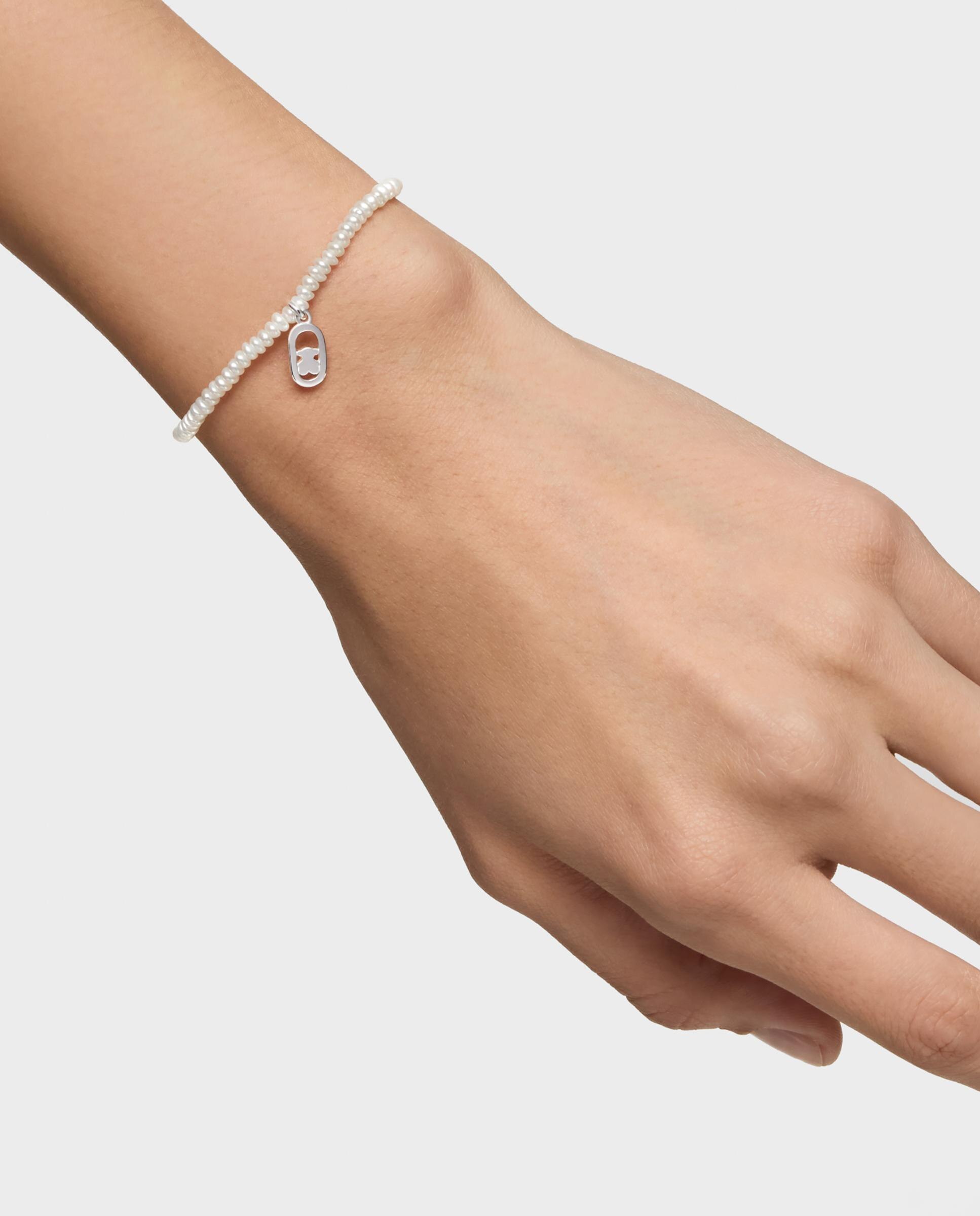 Pulseira Camille Elástica de Pérolas Cultivadas e Prata Branco-5