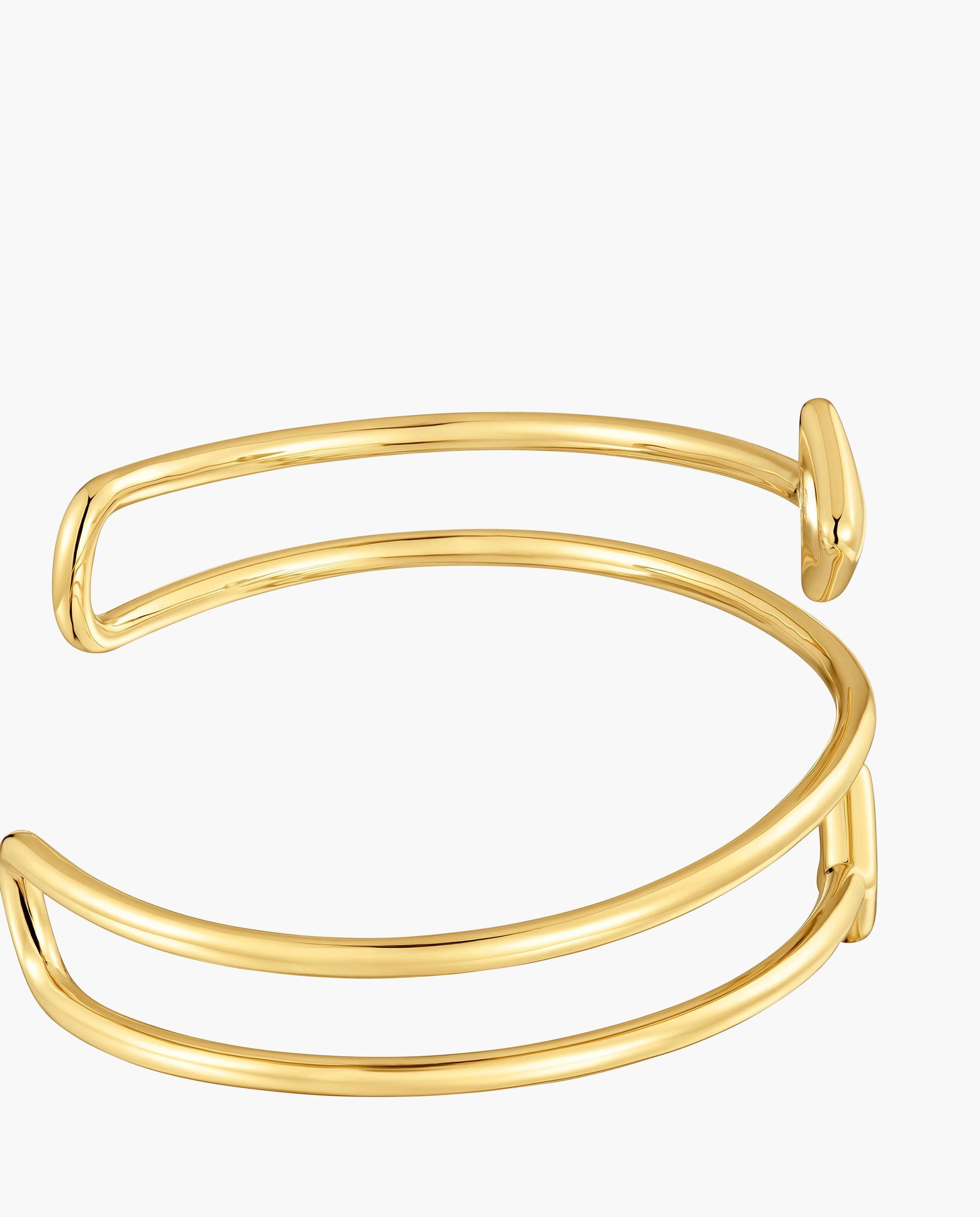Pulseira Rígida Flechazo Banhada em Ouro 18 Kt Sobre Prata com Dupla Flecha Multicolor-2