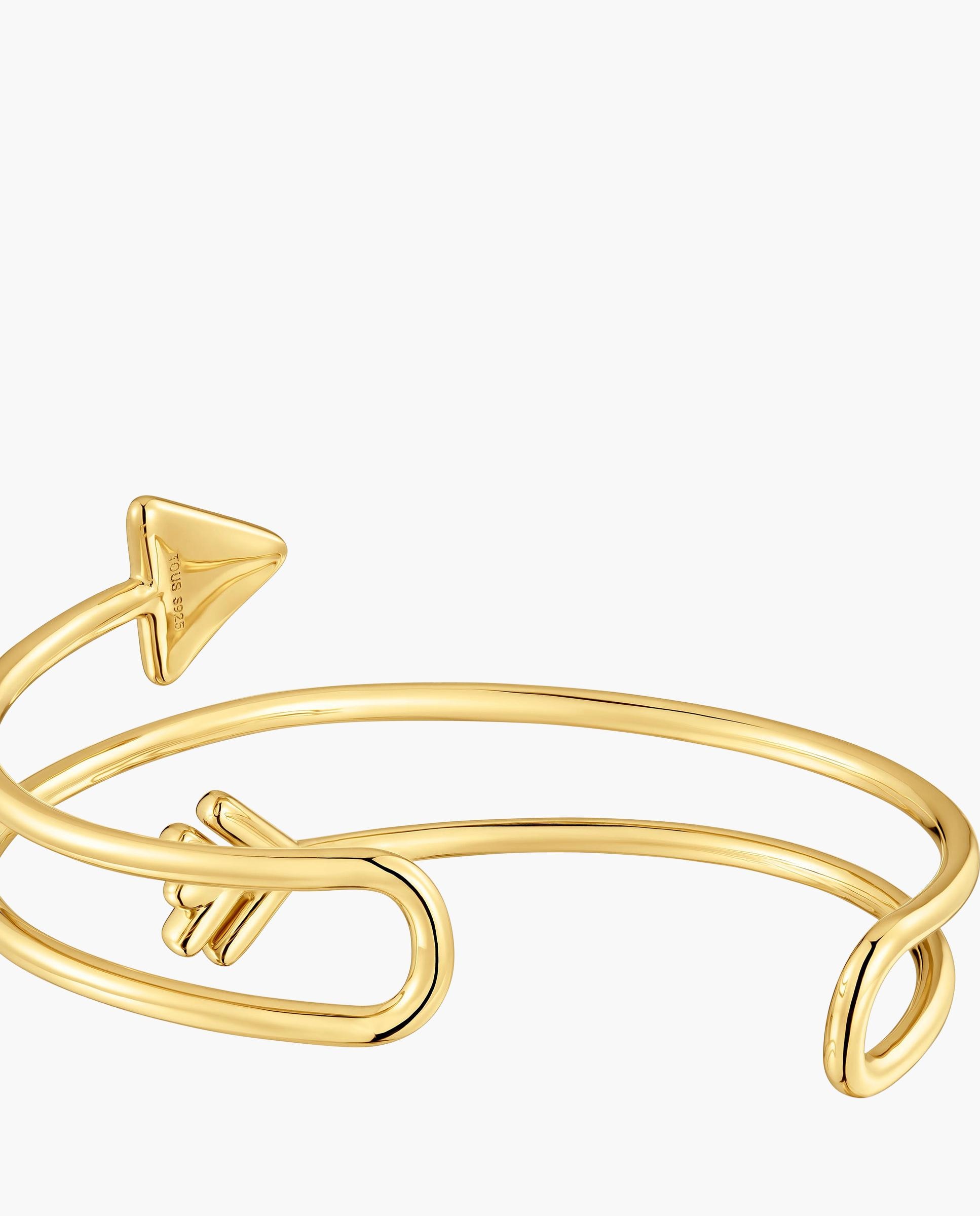 Pulseira Rígida Flechazo Banhada em Ouro 18 Kt Sobre Prata com Dupla Flecha Multicolor-3