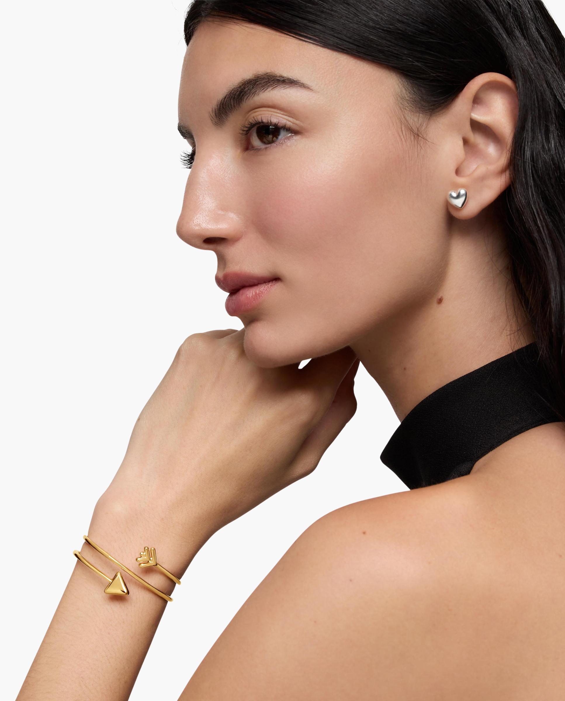 Pulseira Rígida Flechazo Banhada em Ouro 18 Kt Sobre Prata com Dupla Flecha Multicolor-4