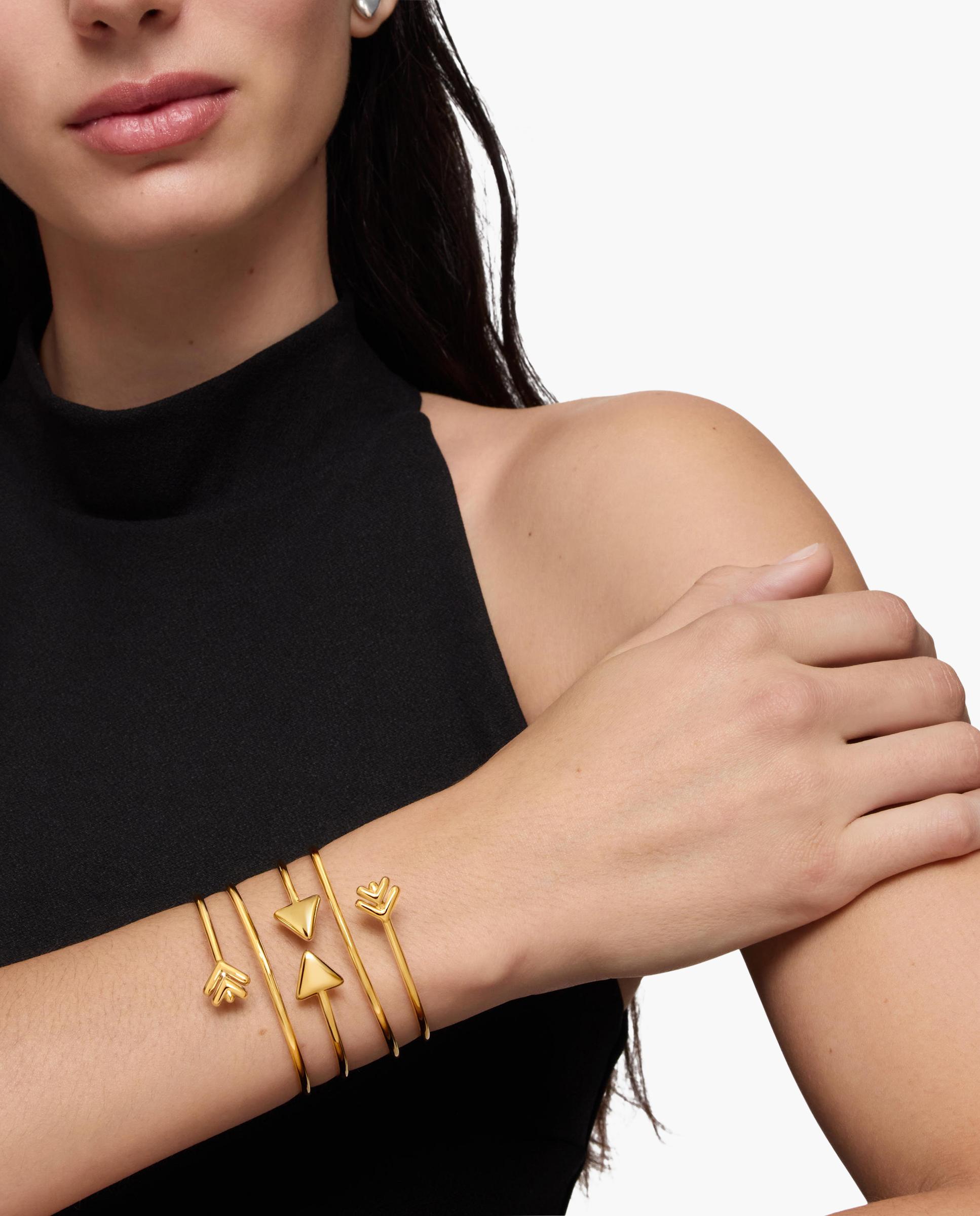 Pulseira Rígida Flechazo Banhada em Ouro 18 Kt Sobre Prata com Dupla Flecha Multicolor-5