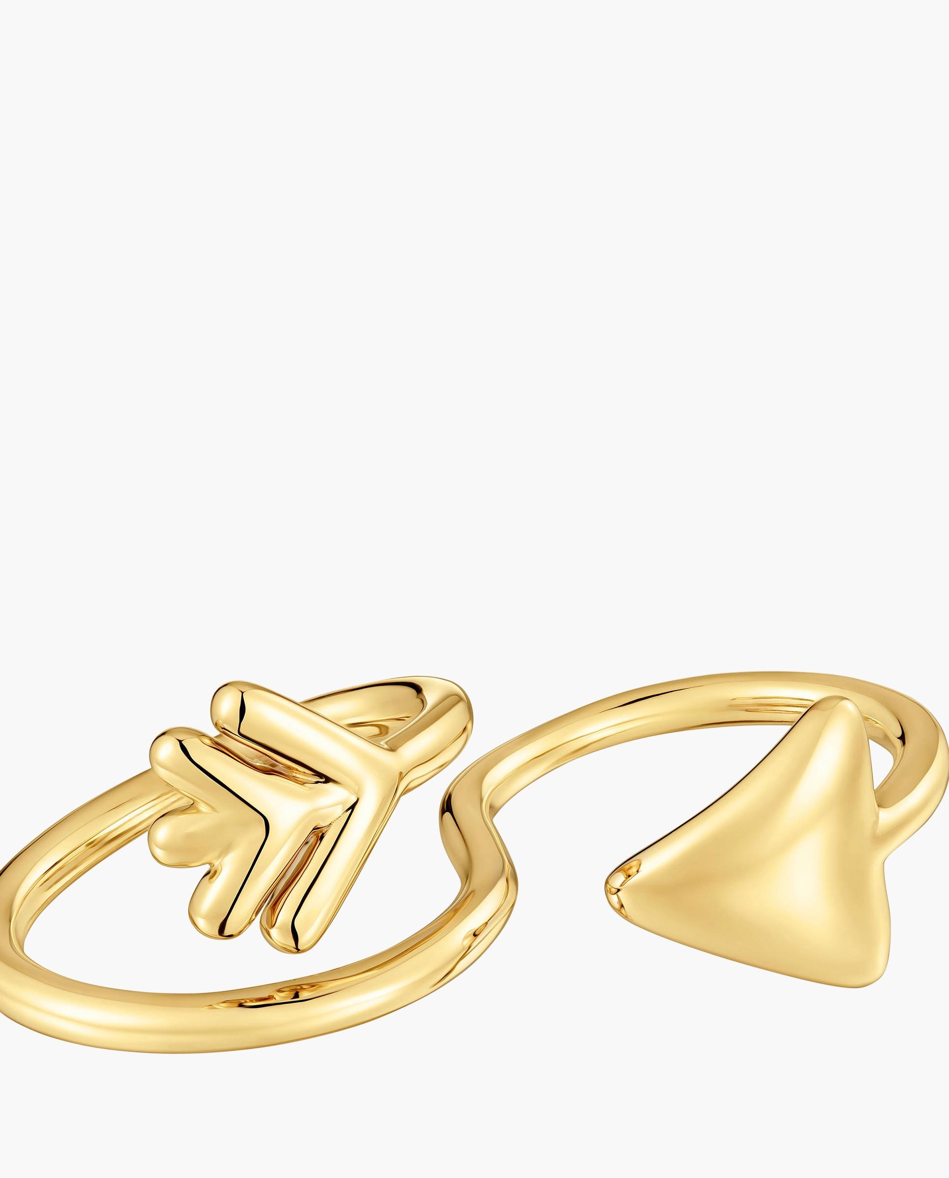 Anel Flechazo Aberto Banhado a Ouro 18 Kt em Prata Dourado-2