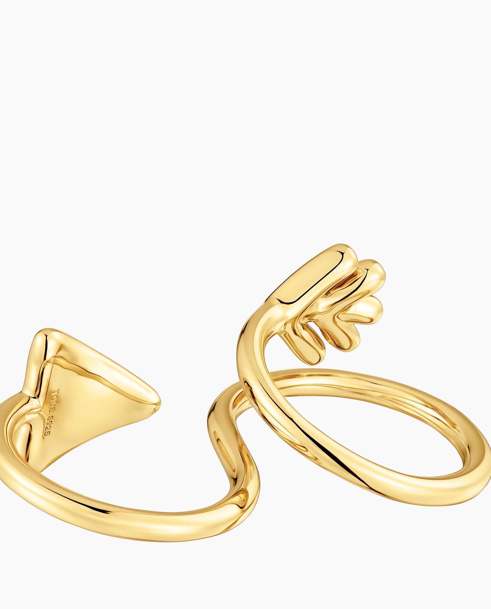 Anel Flechazo Aberto Banhado a Ouro 18 Kt em Prata Dourado-3