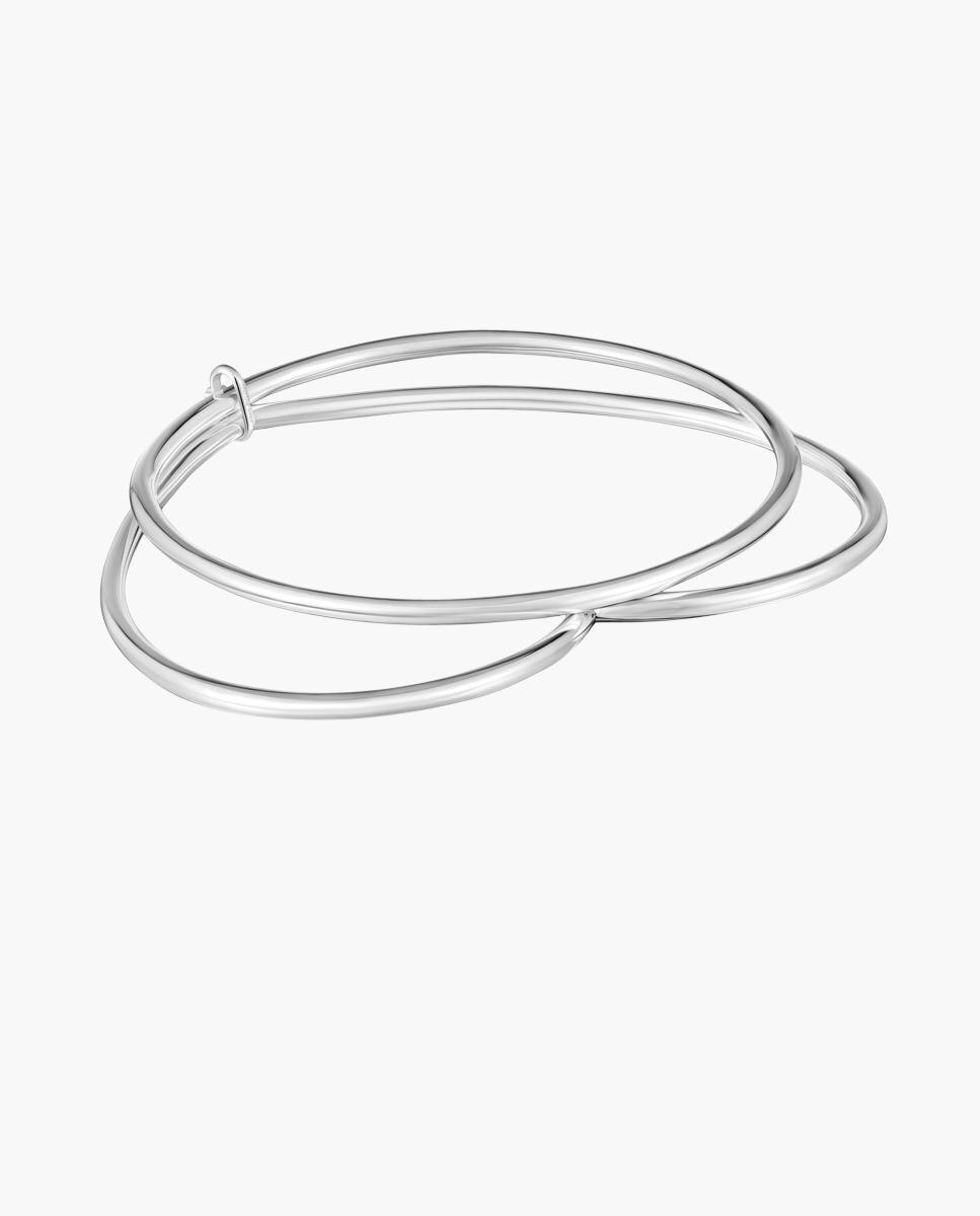 Imagem 0 de Pulseira Rígida Straight de Prata Dupla com Forma de Coração