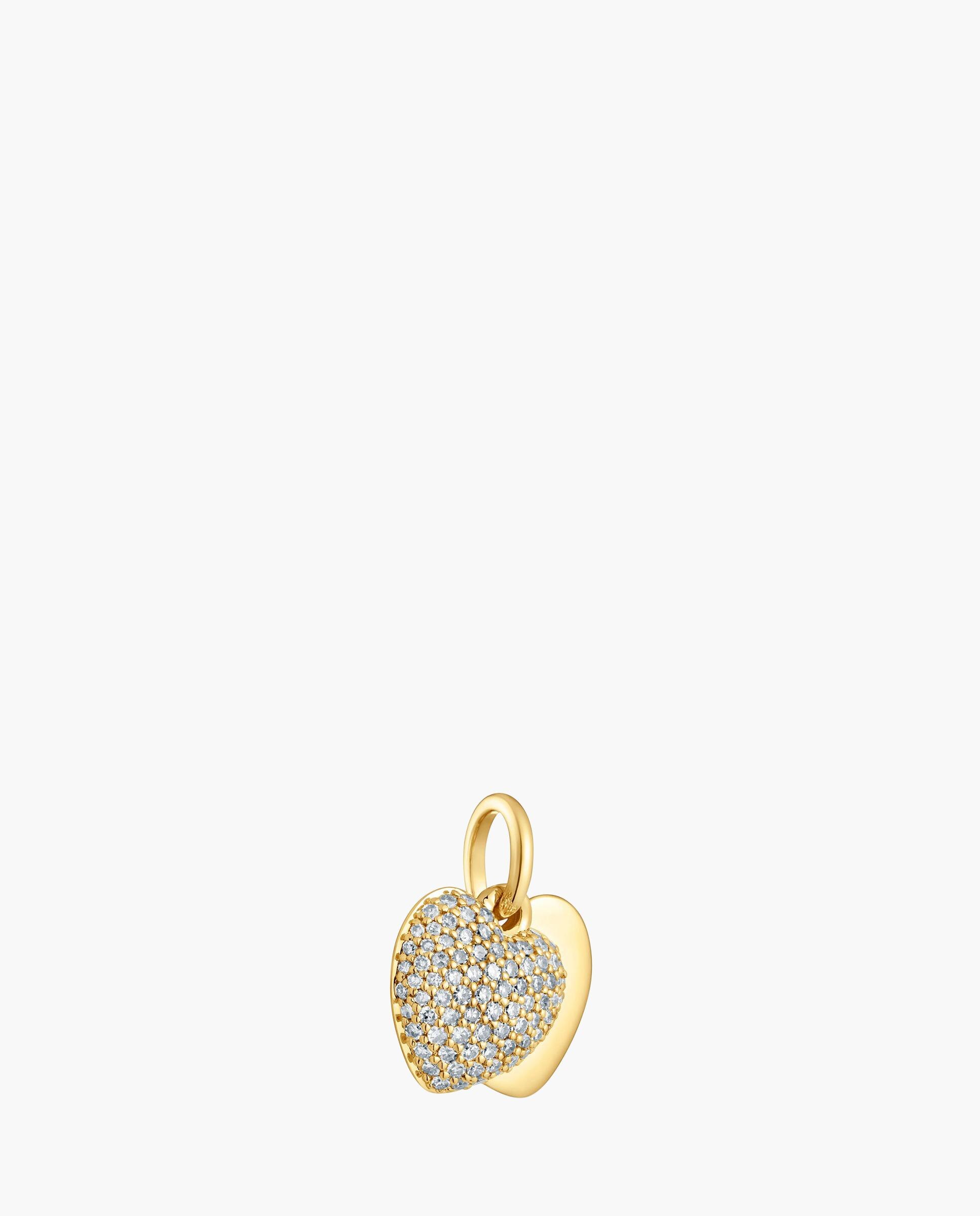 Pendente Flechazo de Ouro 14 Kt com Coração Duplo e Diamantes Branco-2
