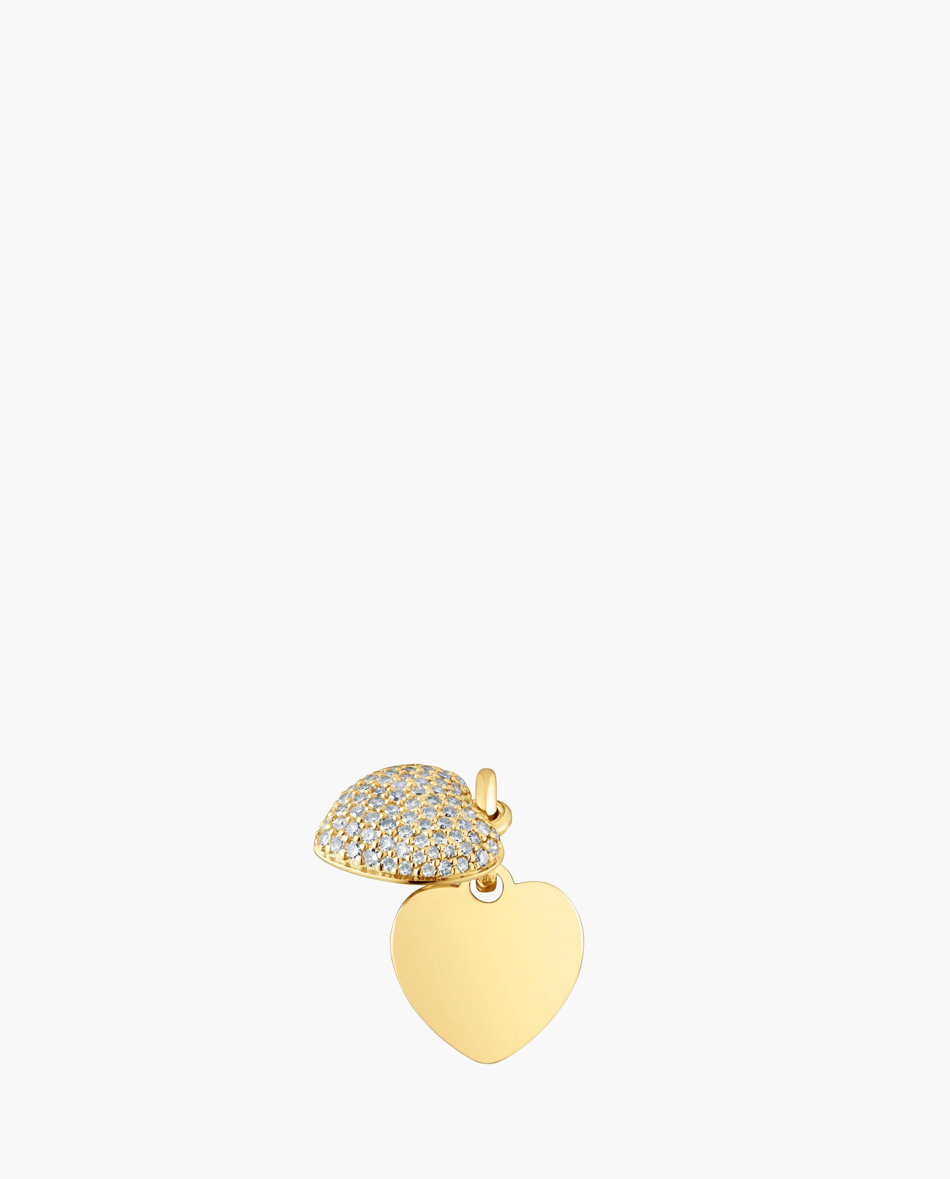 Pendente Flechazo de Ouro 14 Kt com Coração Duplo e Diamantes Branco-4