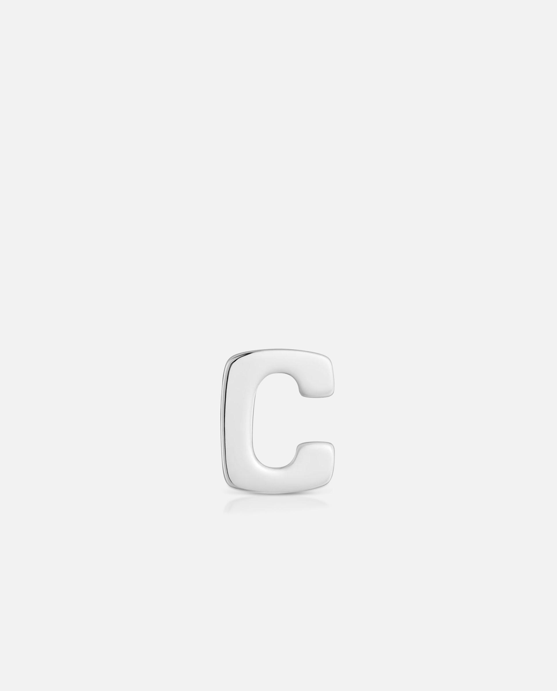 Charm de Letra C Mesh Tube de Prata 7 Mm Prateado-1