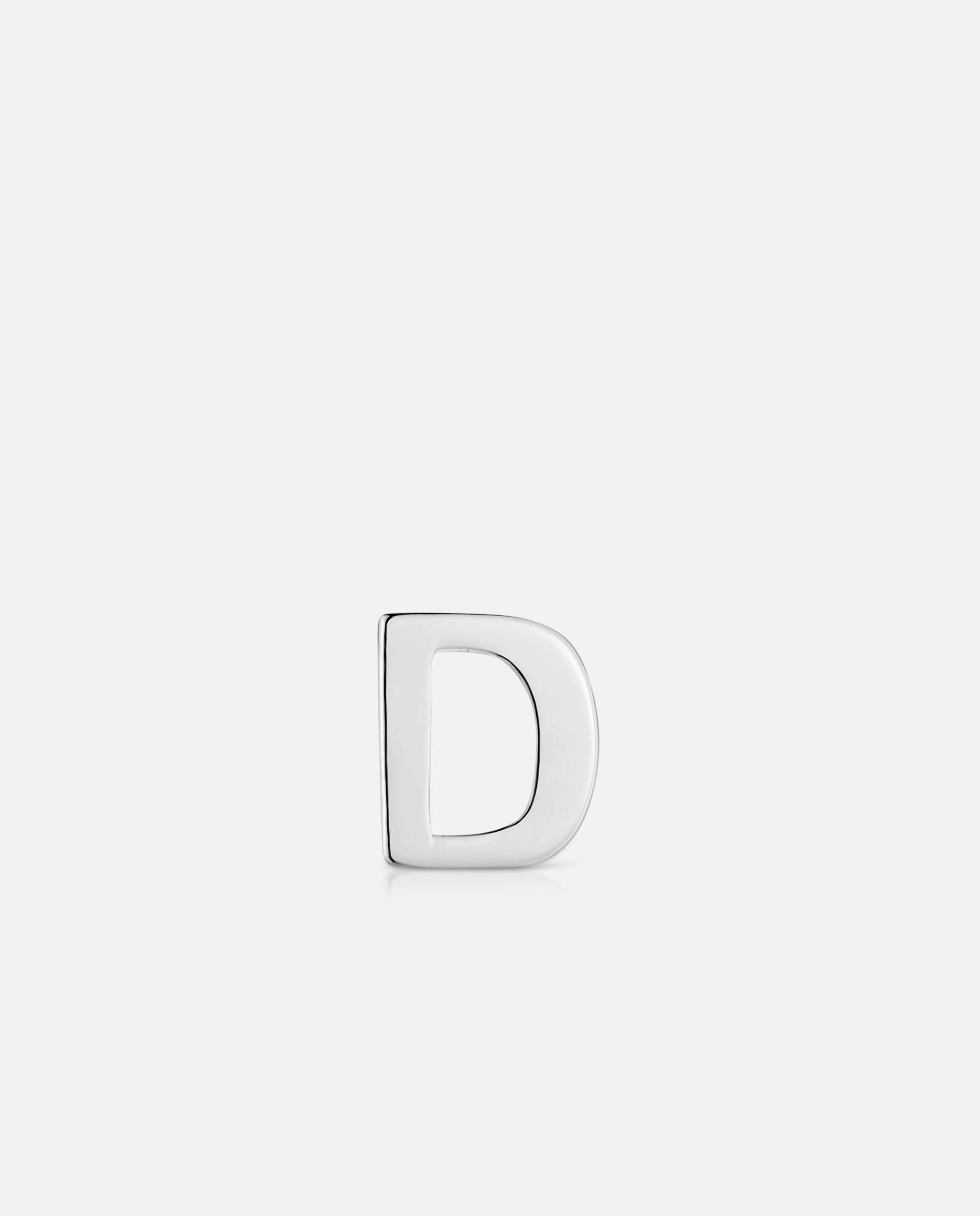 Charm de Letra D Mesh Tube de Prata 7 Mm Prateado-1