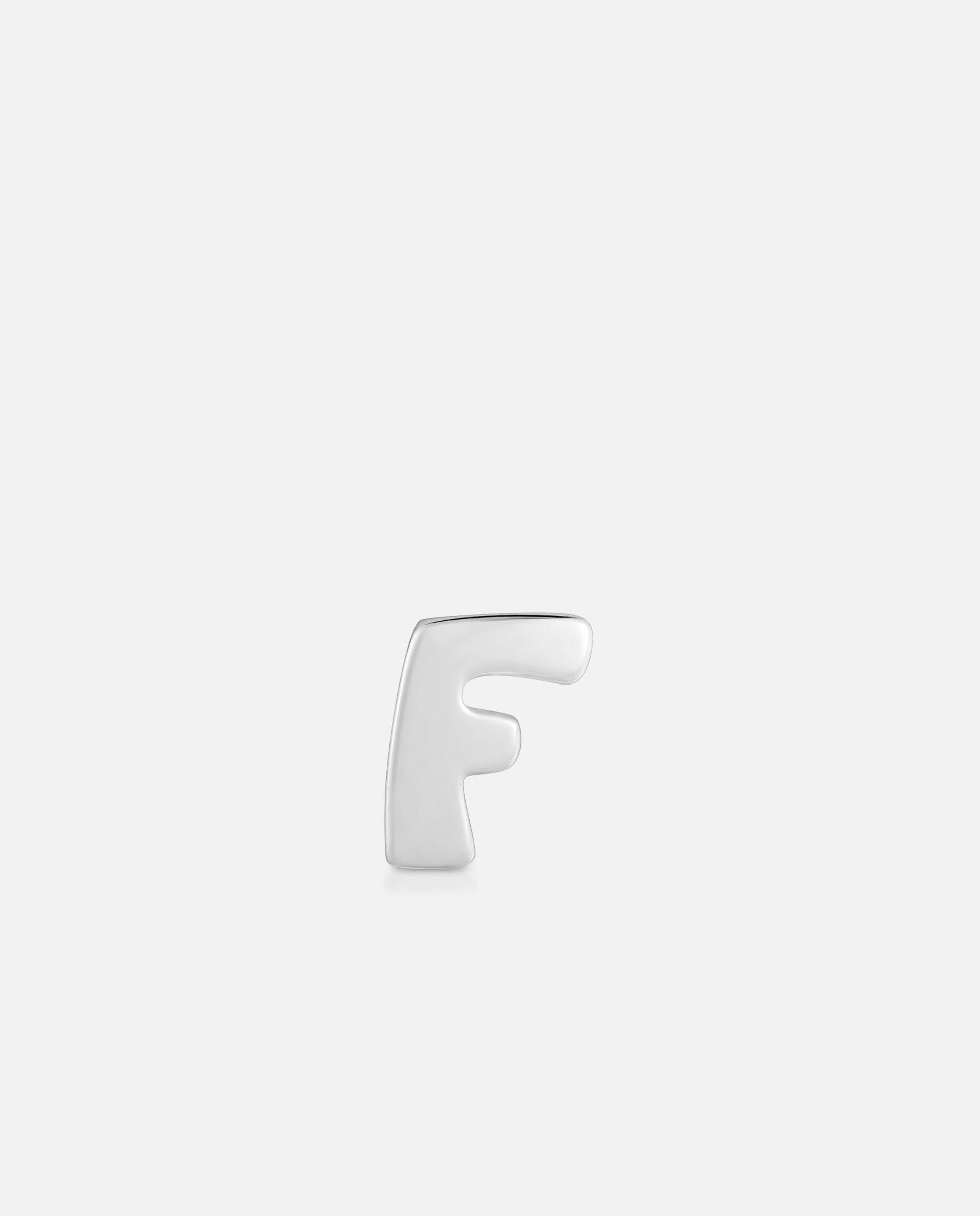 Charm de Letra F Mesh Tube de Prata 7 Mm Prateado-1