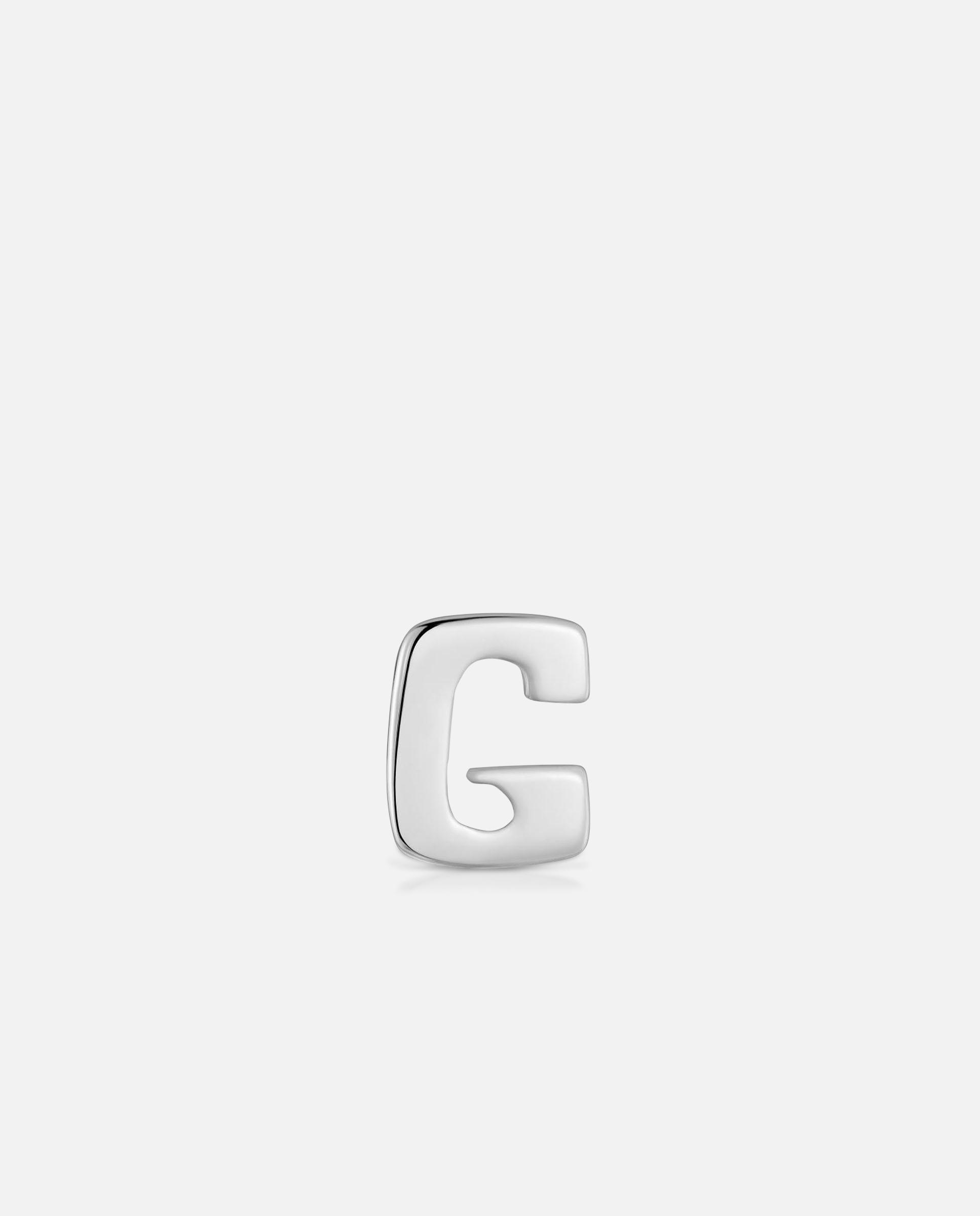 Charm de Letra G Mesh Tube de Prata 7 Mm Prateado-1