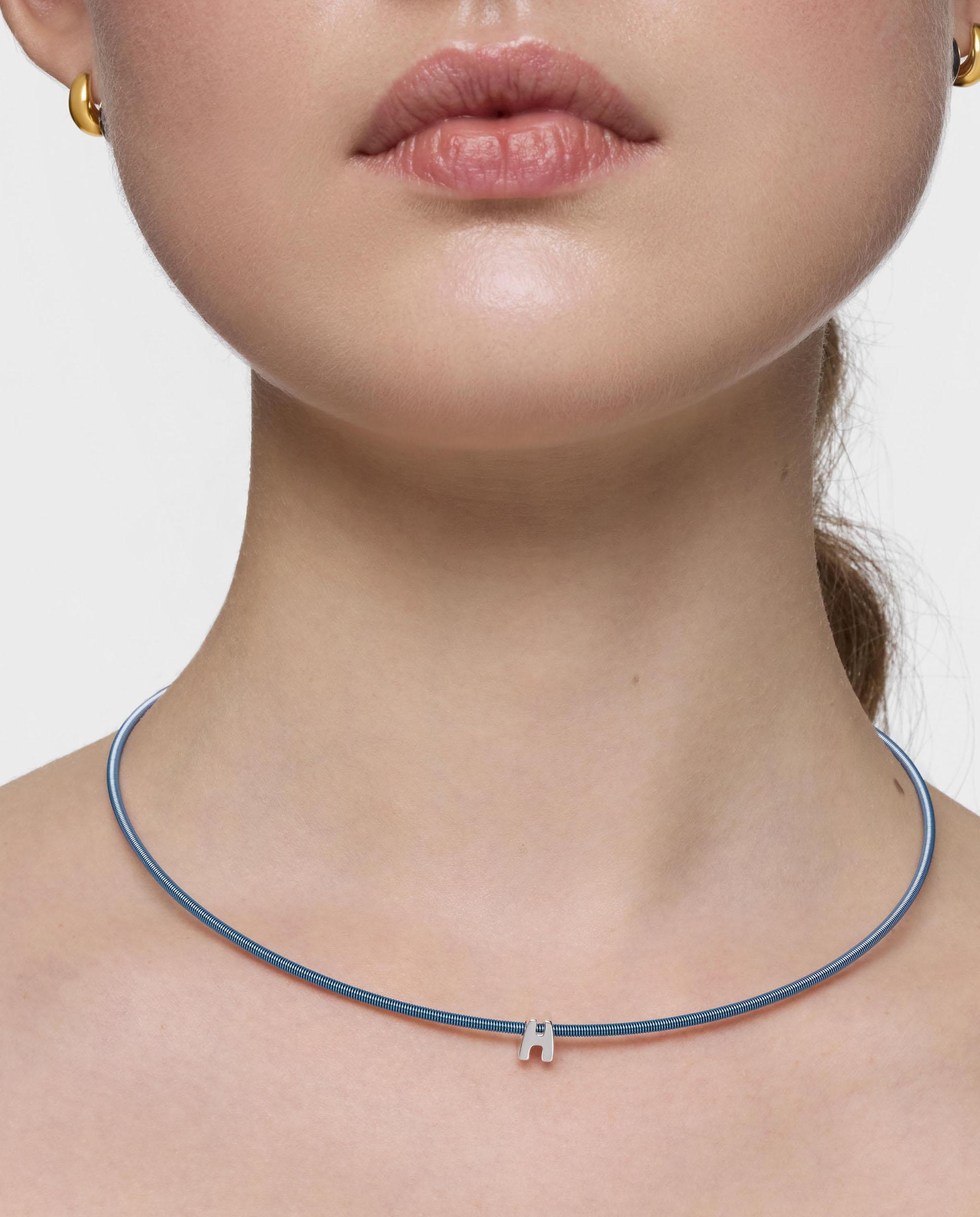 Charm de Letra H Mesh Tube de Prata 7 Mm Prateado-6