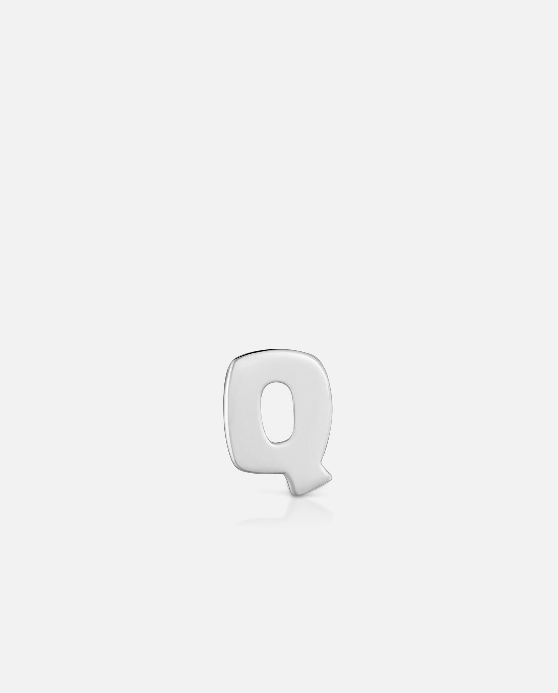 Charm de Letra Q Mesh Tube de Prata 7 Mm Prateado-1