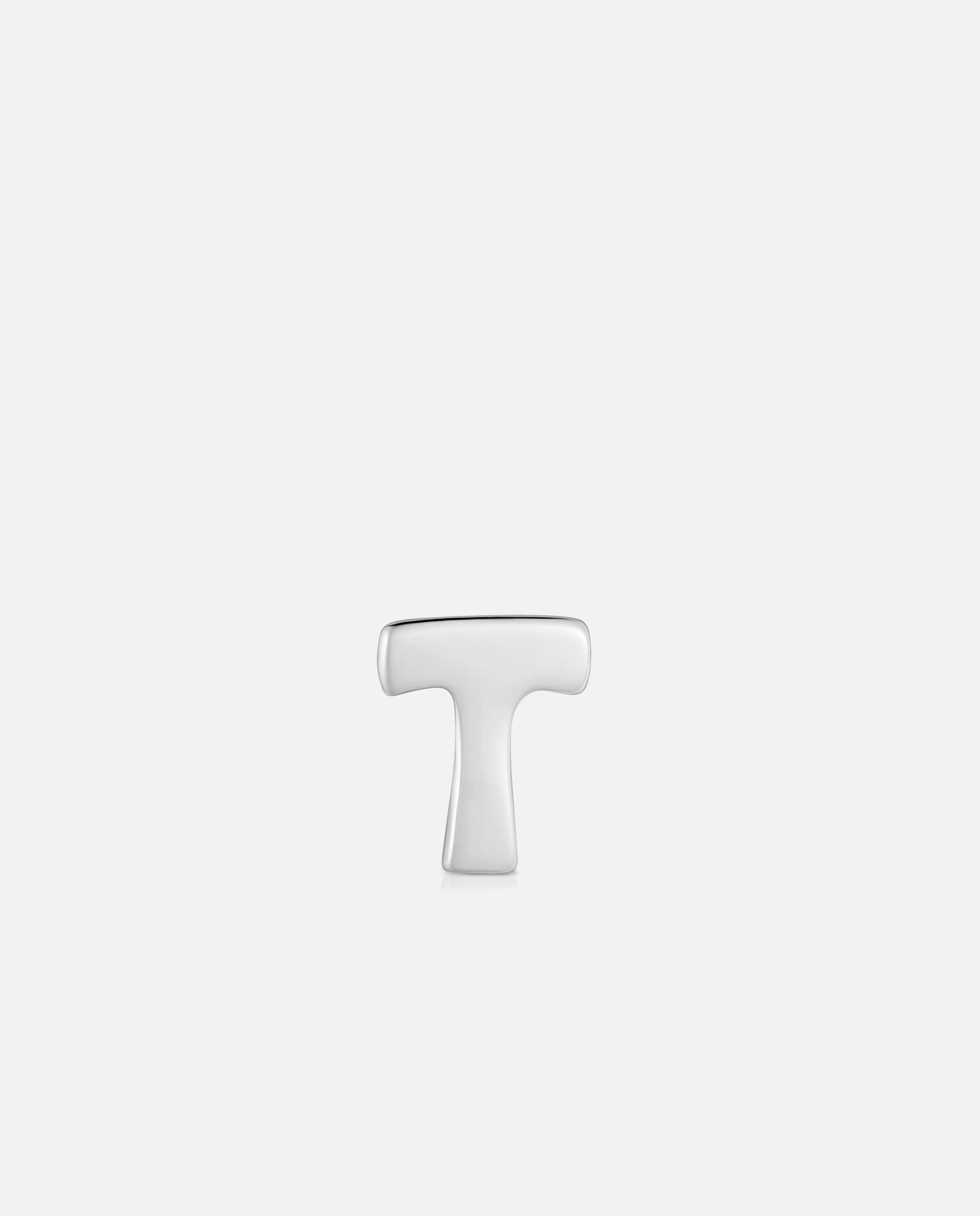 Charm de Letra T Mesh Tube de Prata 7 Mm Prateado-1