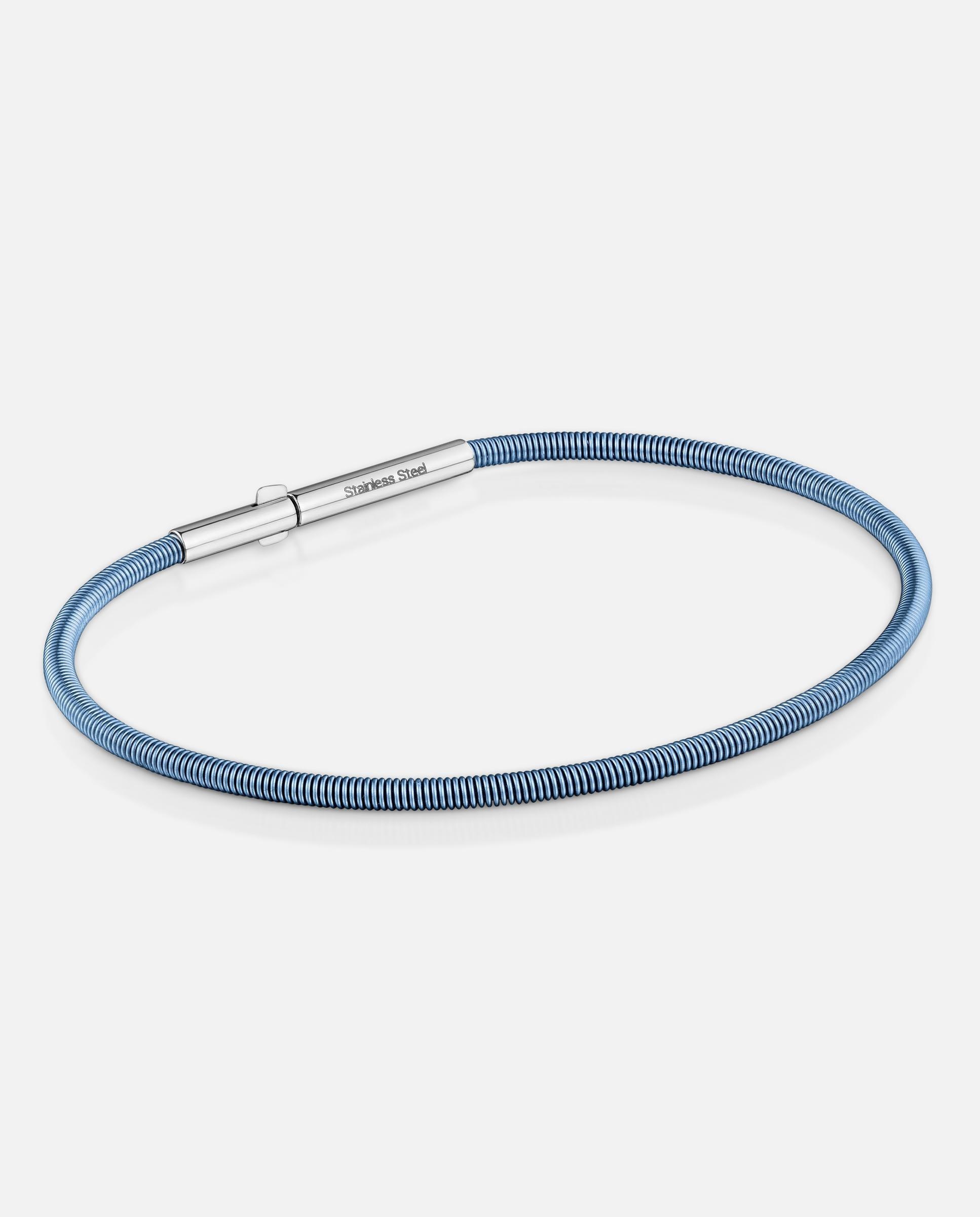 Pulseira Rígida Mesh Tube de Aço em Turquesa 2 Mm Azul-1