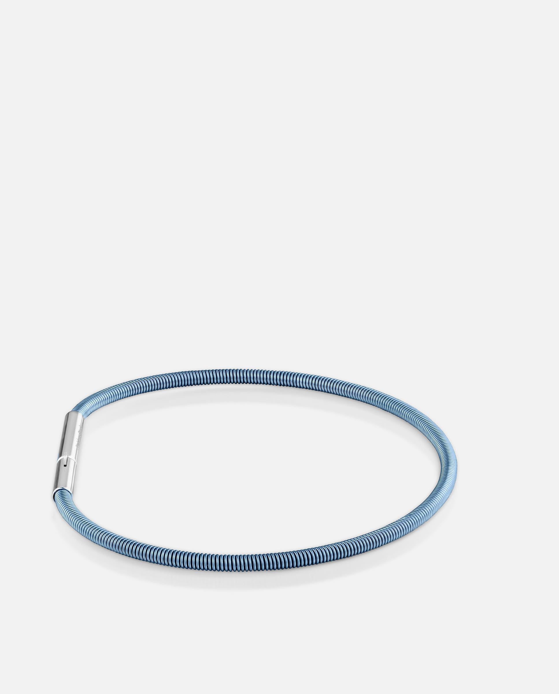 Pulseira Rígida Mesh Tube de Aço em Turquesa 2 Mm Azul-2