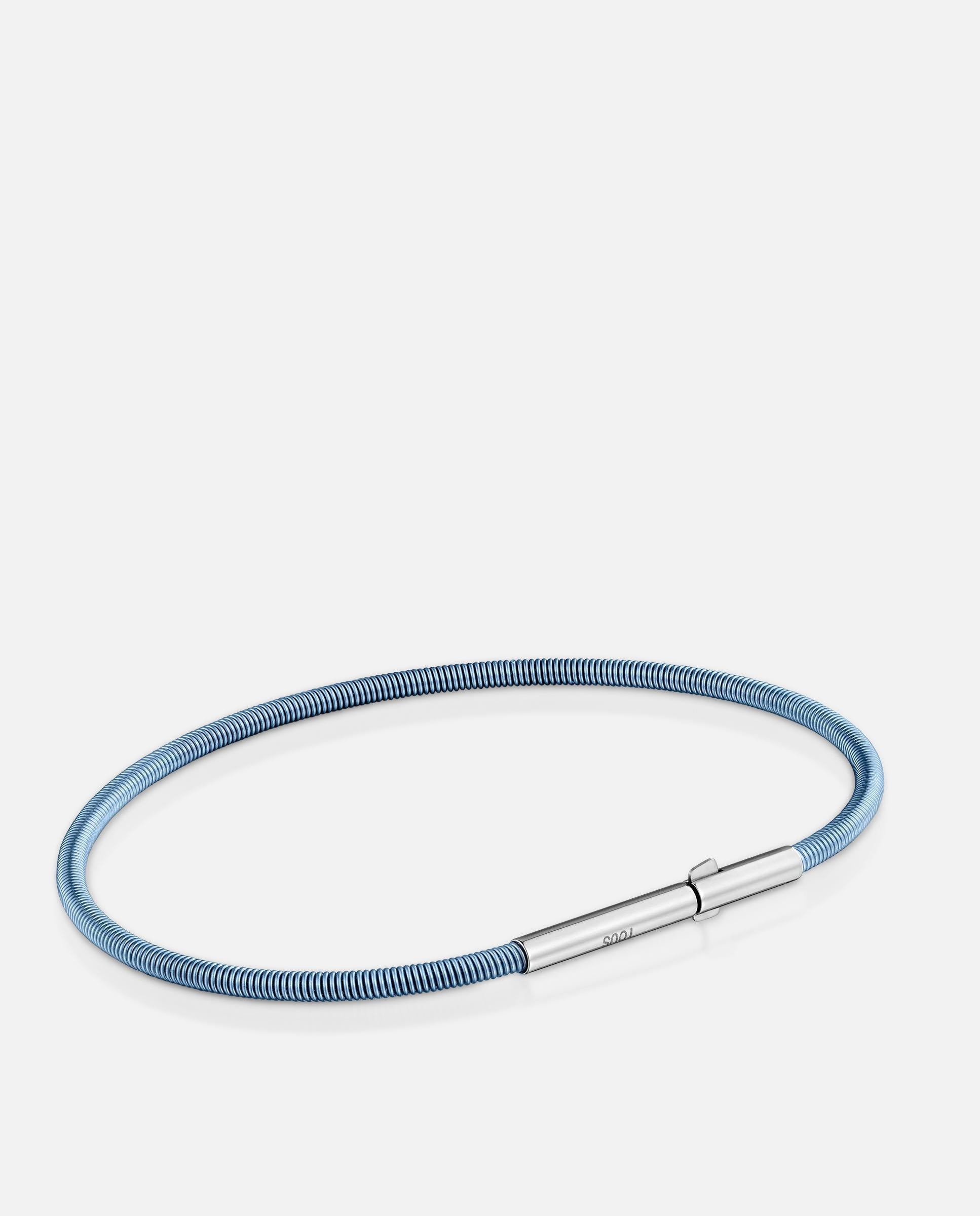 Pulseira Rígida Mesh Tube de Aço em Turquesa 2 Mm Azul-3