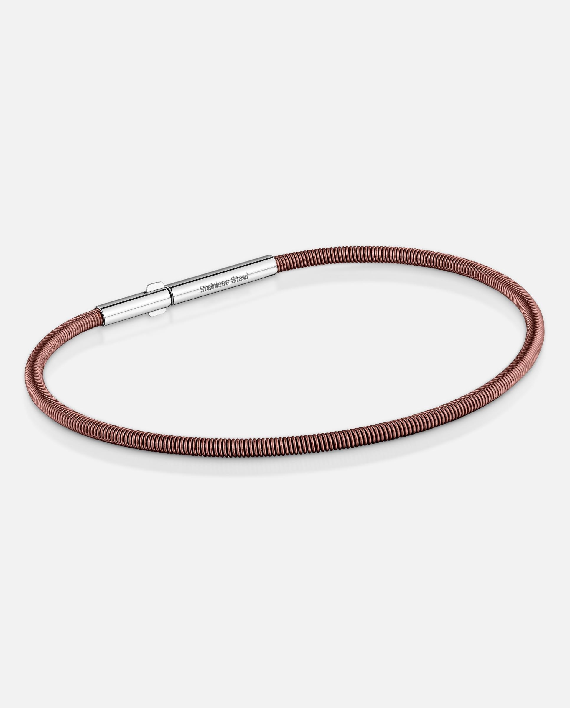 Pulseira de Corrente Mesh Tube de Aço em Castanho 2 Mm Castanho-escuro-1