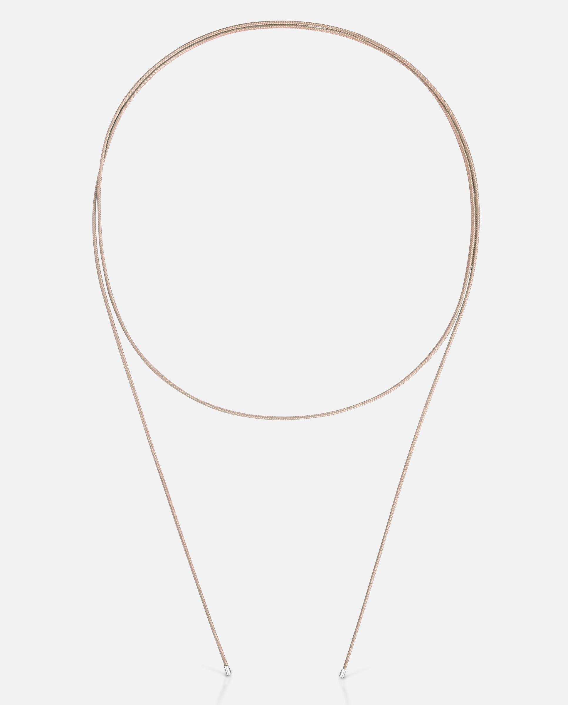 Colar Basics Comprido de Prata em Bege Multicolor-1