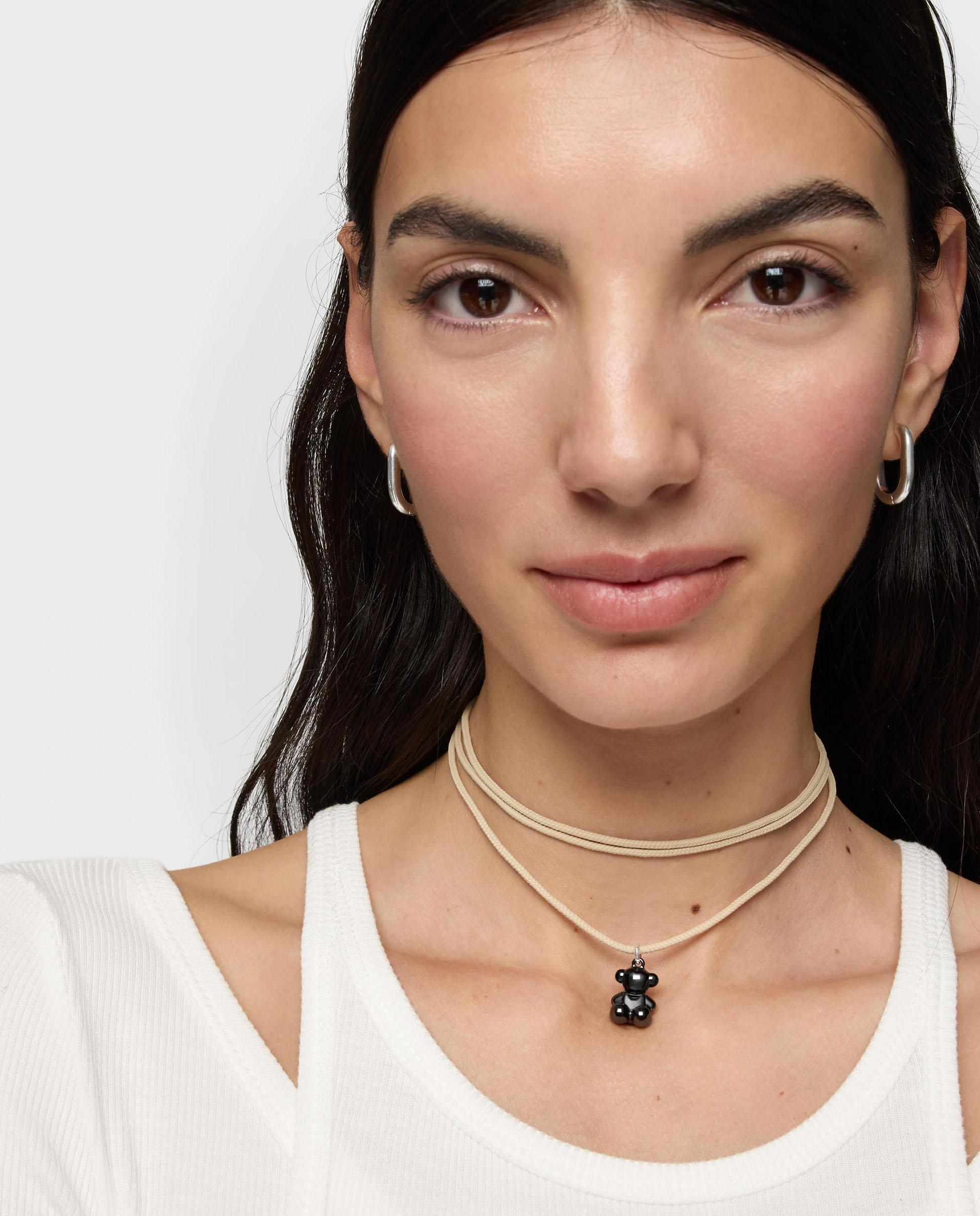 Colar Basics Comprido de Prata em Bege Multicolor-3